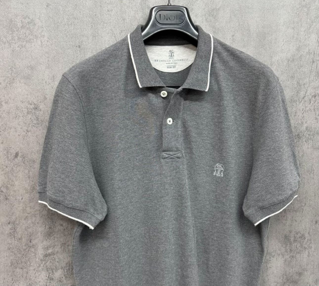 Brunello Cucinelli Brunello Cucinelli Tipped Slim Fit Polo Size L Size US L / EU 52-54 / 3 - 6 Thumbnail