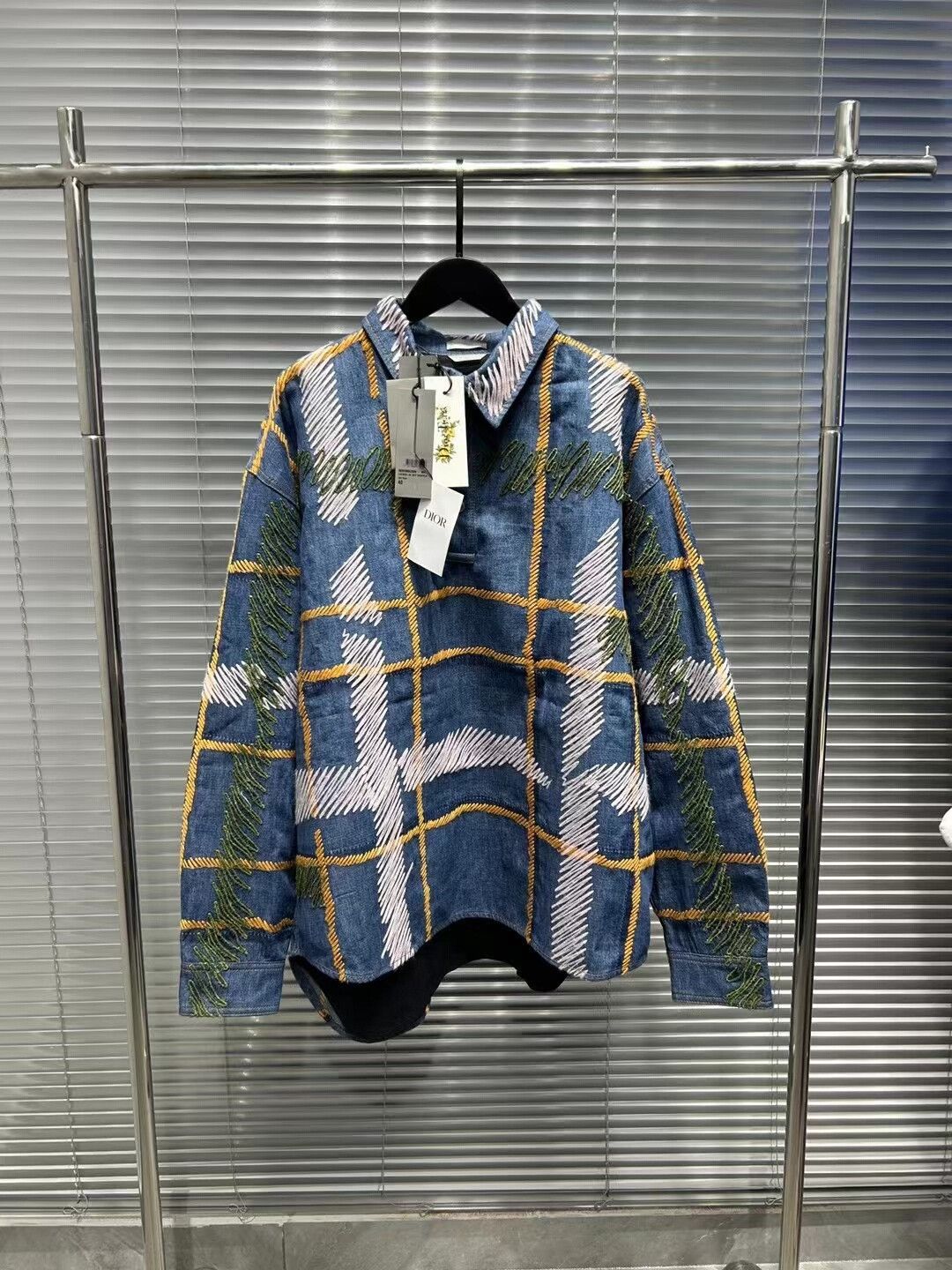 DENIM TEARS × Dior Dior x Denim Tears Embroidered Check Shirt Size 40 Size US M / EU 48-50 / 2 - 2 Thumbnail