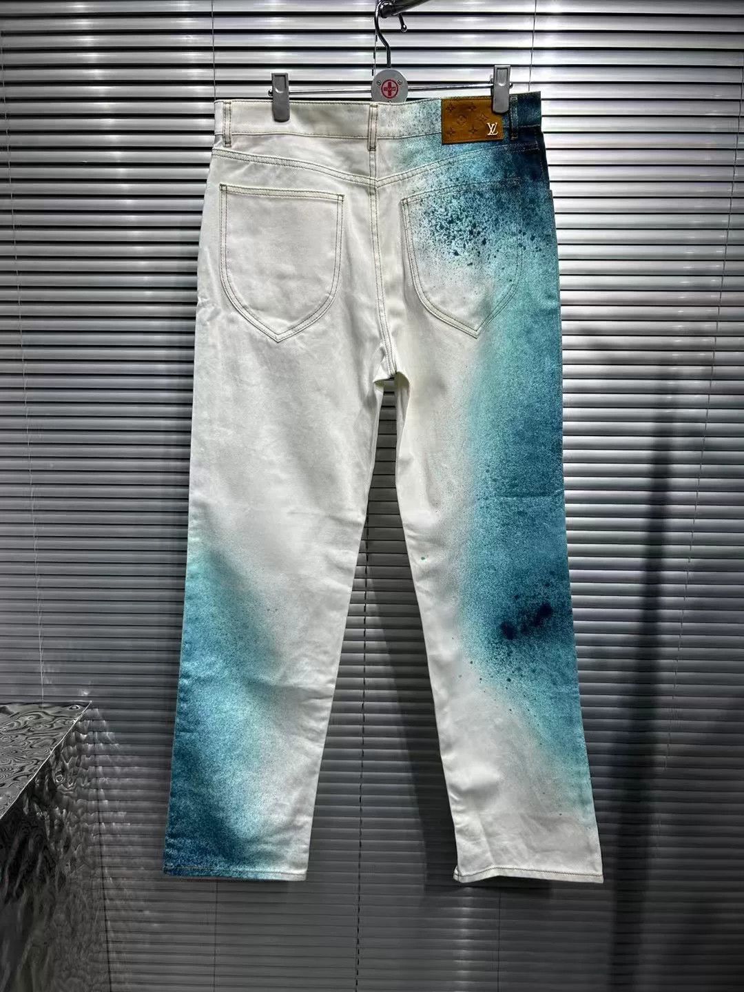 Louis Vuitton Louis Vuitton Teal Ink Splash Denim Jeans 32 Size US 32 / EU 48 - 3 Thumbnail