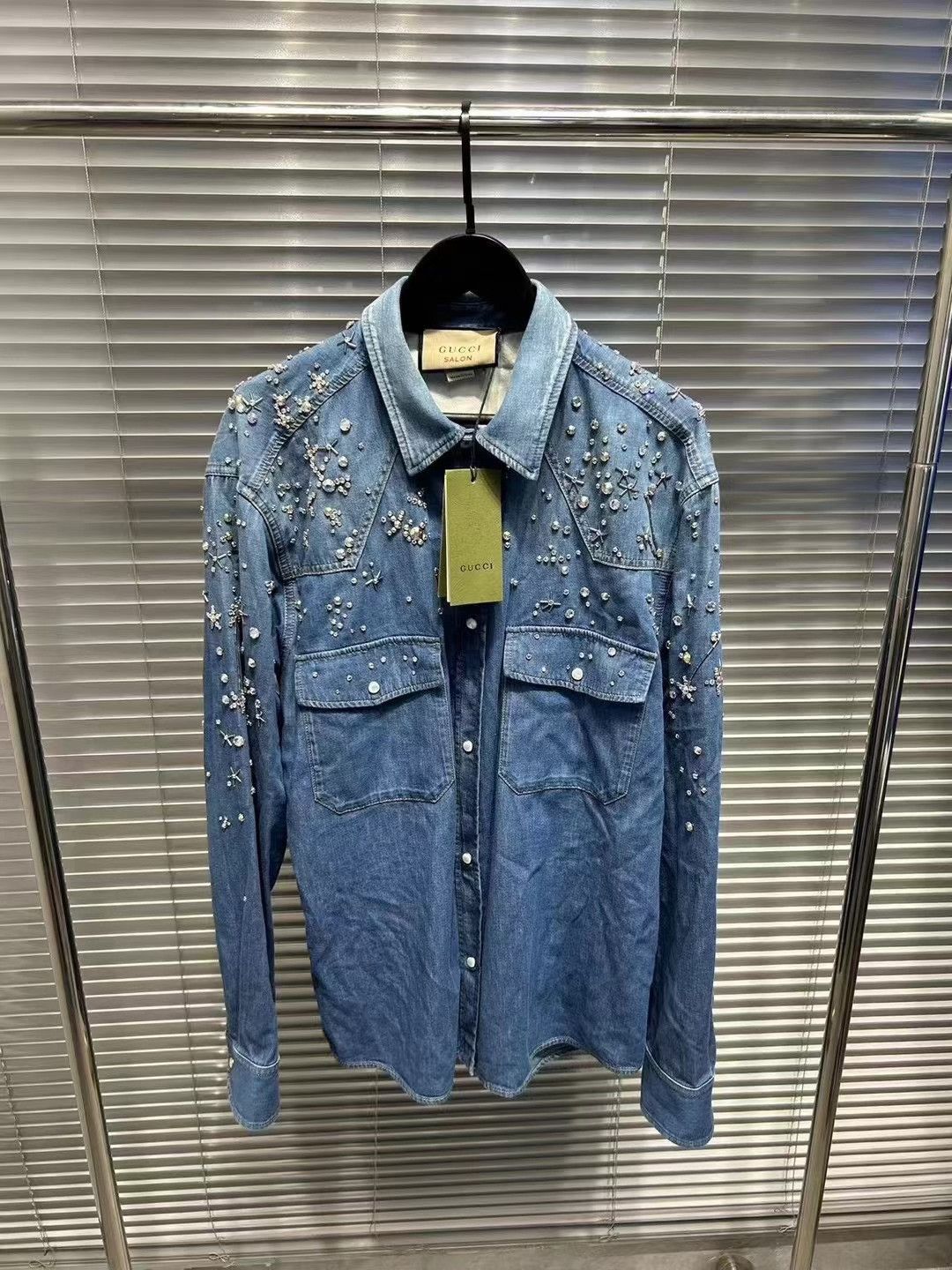 Gucci Gucci Rhinestone Embellished Denim Shirt 48 Size US M / EU 48-50 / 2 - 2 Thumbnail