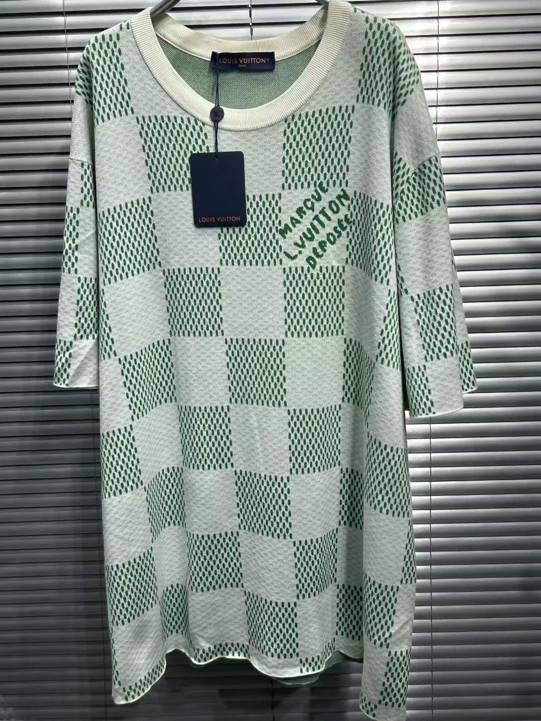 Louis Vuitton Louis Vuitton Green Damier Knit T-Shirt XXL Size US XXL / EU 58 / 5 - 4 Thumbnail