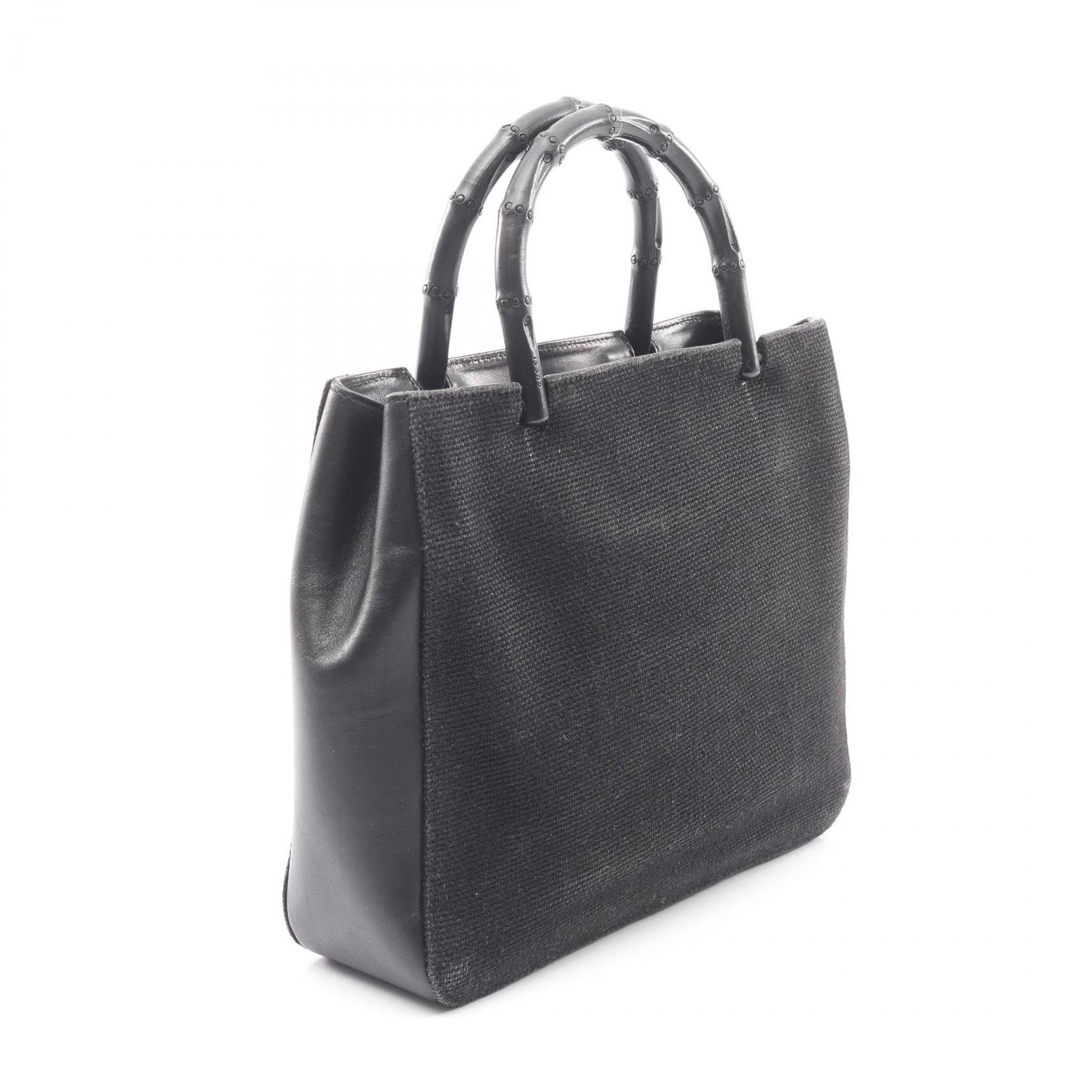 Gucci Gucci Gucci Bamboo Canvas Leather Handbag Leather Handbag 002-1061 DUTY FREE for USA Size ONE SIZE - 2 Thumbnail