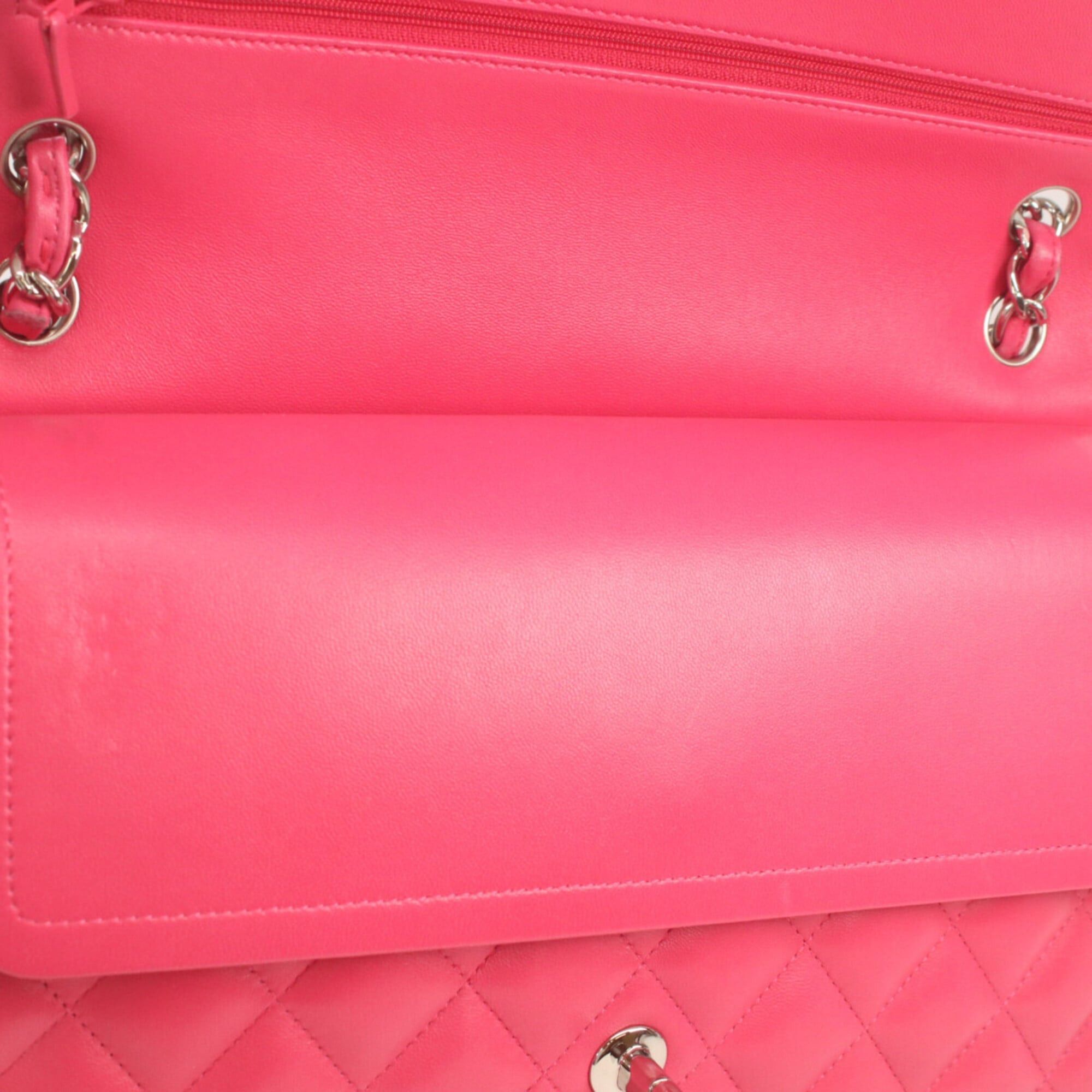 Chanel CHANEL A58600 Pink Lambskin Silver Hardware Double Flap Large Matelassé 30 Shoulder Bag for Women Size ONE SIZE - 9 Thumbnail