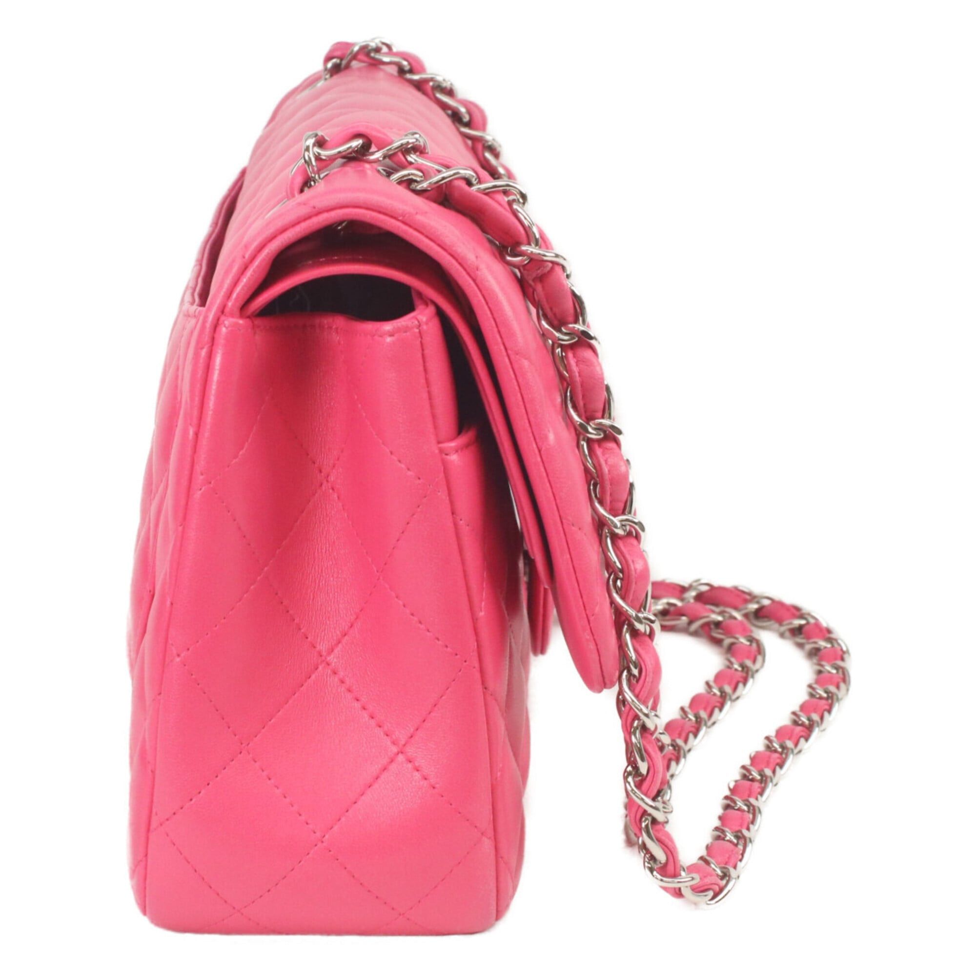 Chanel CHANEL A58600 Pink Lambskin Silver Hardware Double Flap Large Matelassé 30 Shoulder Bag for Women Size ONE SIZE - 4 Thumbnail
