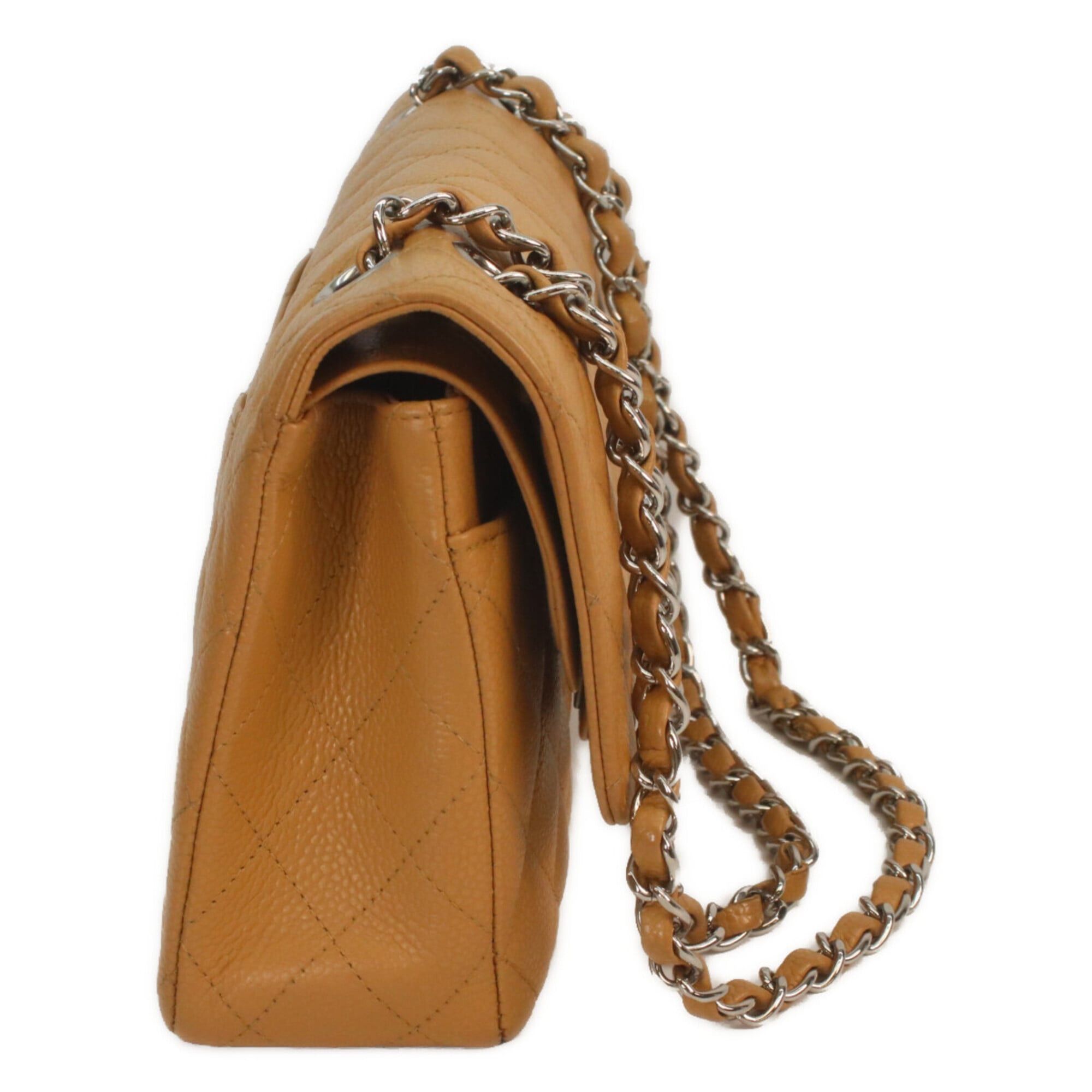 Chanel CHANEL A01112 Beige Caviar Leather Matelassé 25 Shoulder Bag with Silver Hardware (Women's) Size ONE SIZE - 4 Thumbnail