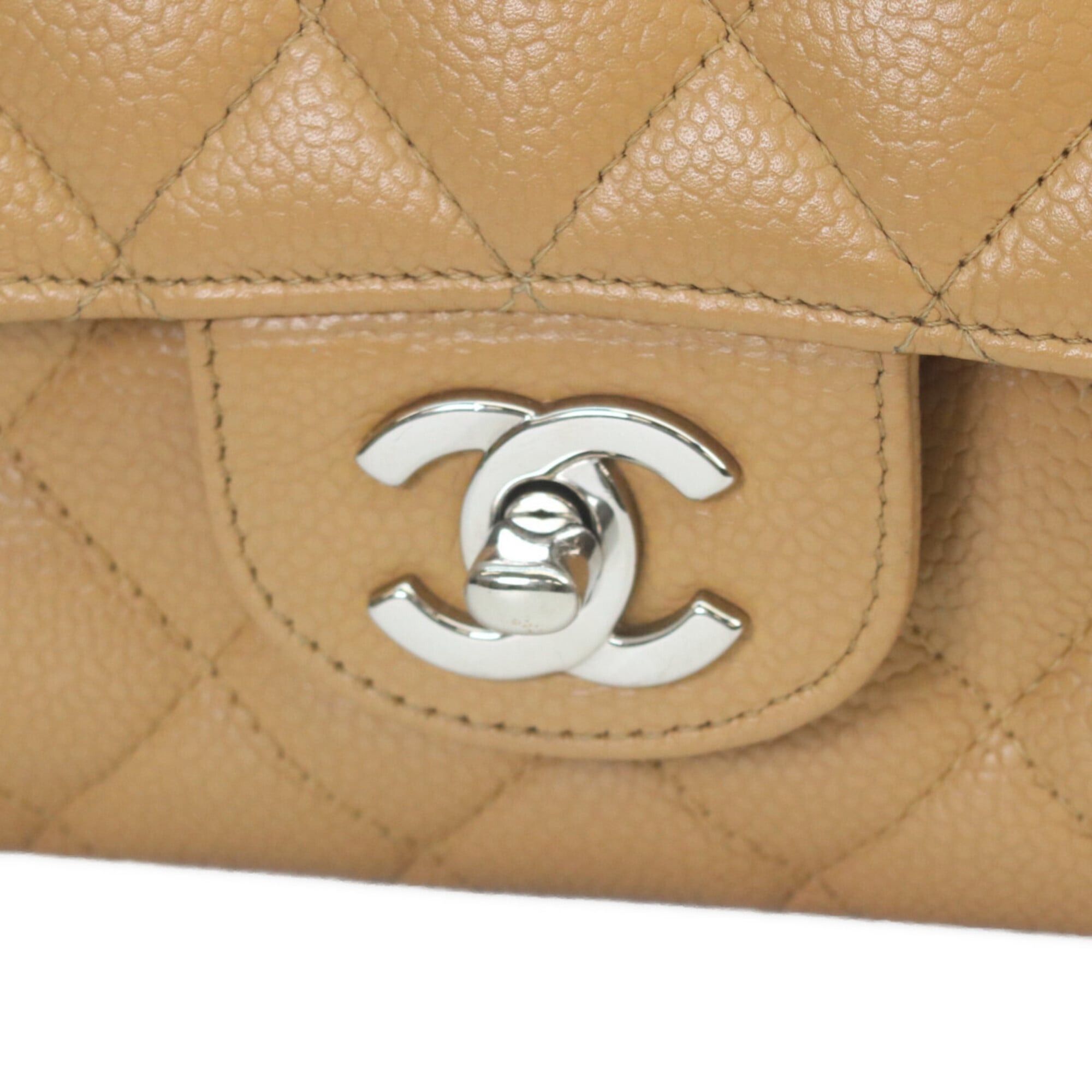 Chanel CHANEL A01112 Beige Caviar Leather Matelassé 25 Shoulder Bag with Silver Hardware (Women's) Size ONE SIZE - 6 Thumbnail