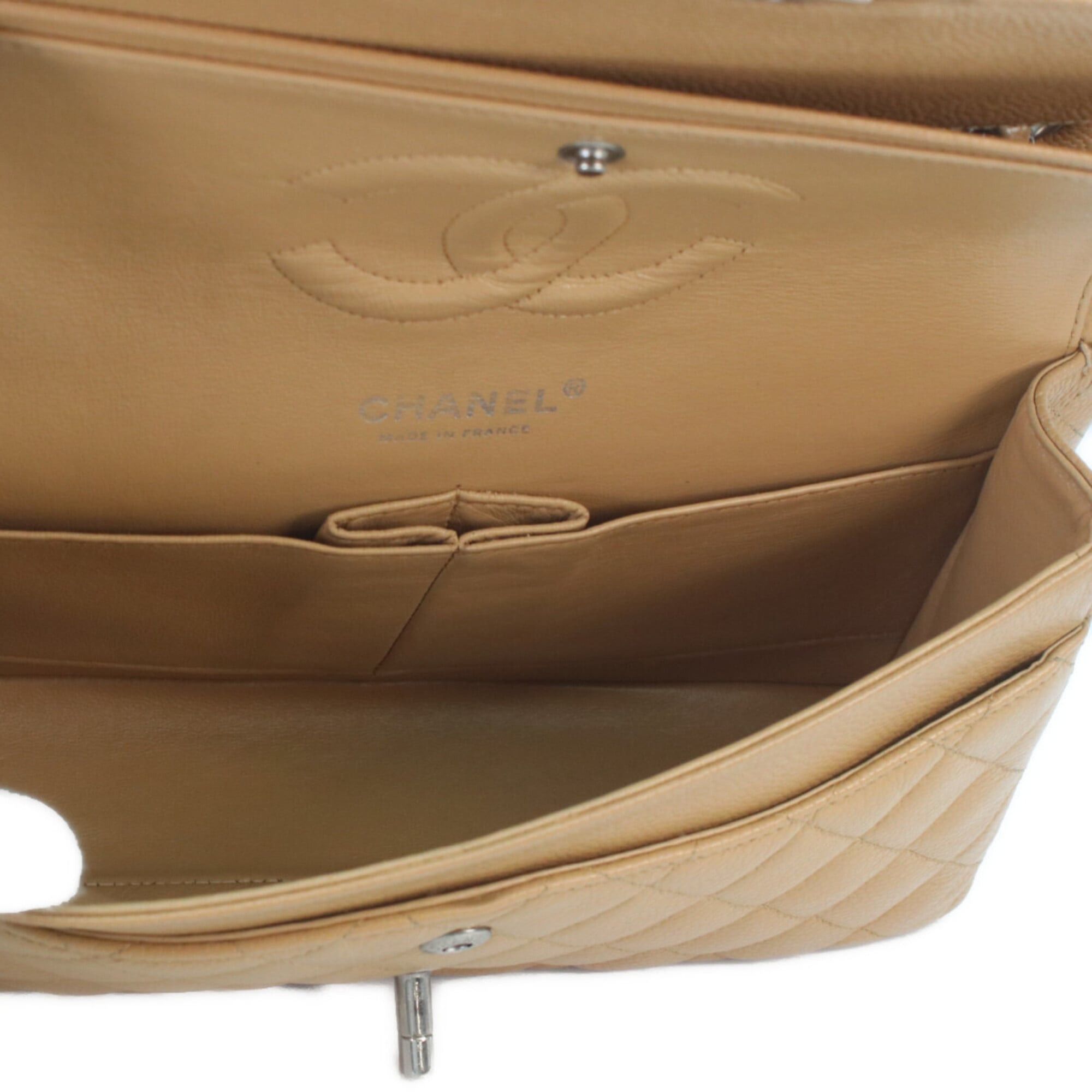 Chanel CHANEL A01112 Beige Caviar Leather Matelassé 25 Shoulder Bag with Silver Hardware (Women's) Size ONE SIZE - 8 Thumbnail
