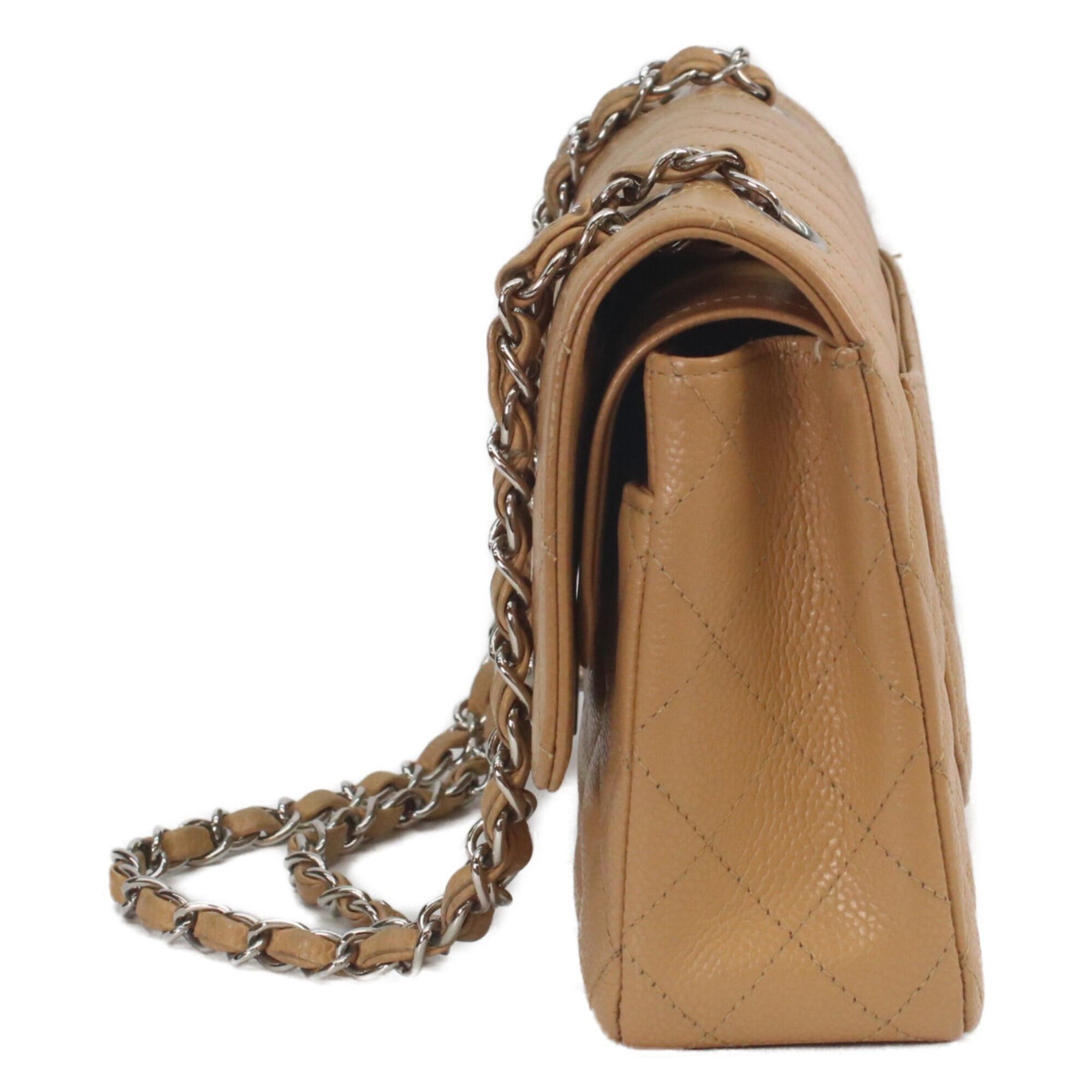 Chanel CHANEL A01112 Beige Caviar Leather Matelassé 25 Shoulder Bag with Silver Hardware (Women's) Size ONE SIZE - 2 Thumbnail