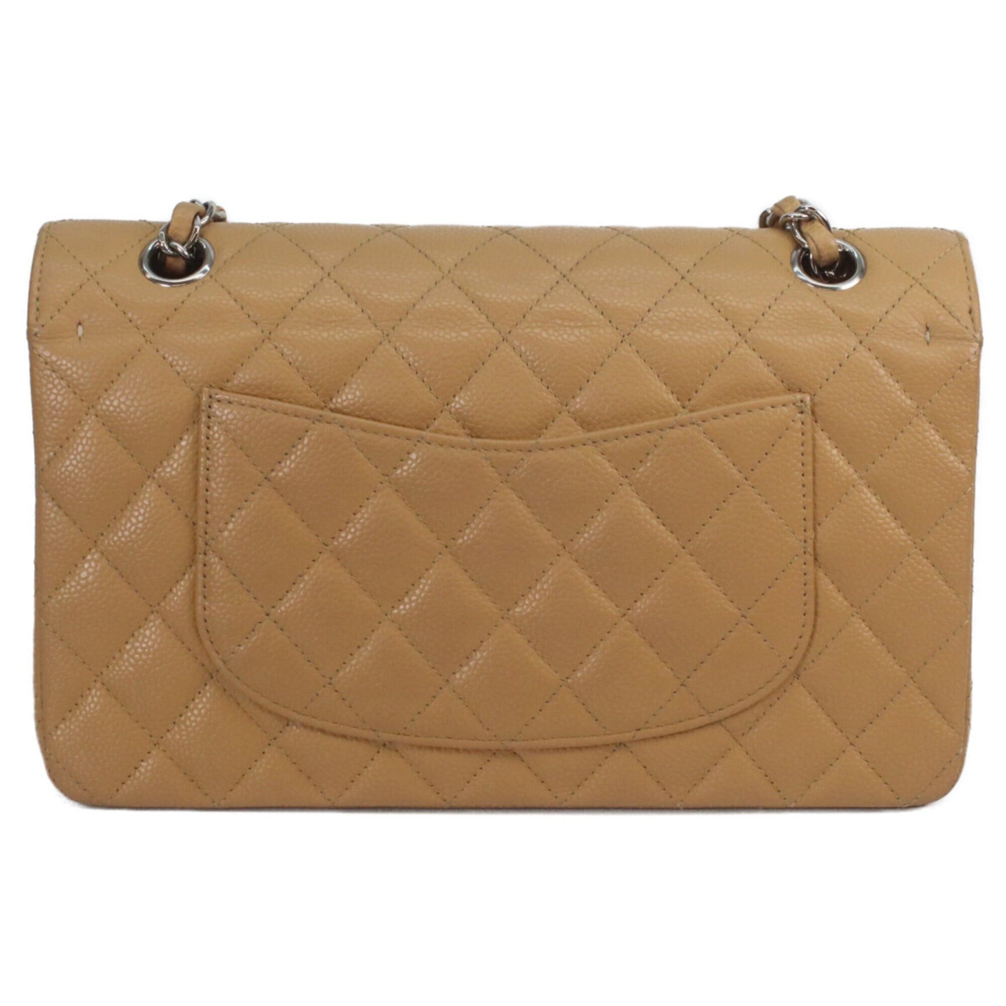 Chanel CHANEL A01112 Beige Caviar Leather Matelassé 25 Shoulder Bag with Silver Hardware (Women's) Size ONE SIZE - 3 Thumbnail