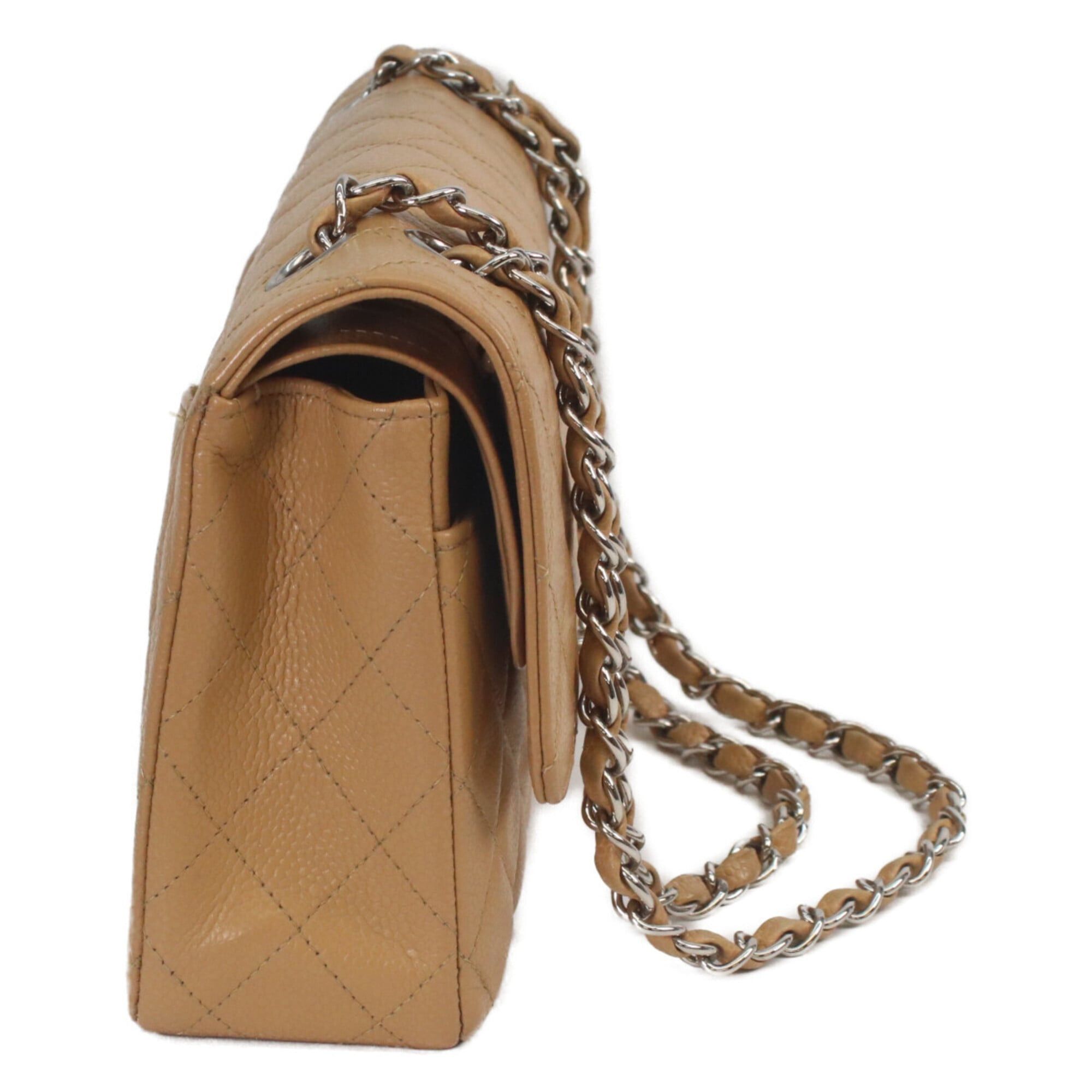 Chanel CHANEL A01112 Beige Caviar Leather Matelassé 25 Shoulder Bag with Silver Hardware (Women's) Size ONE SIZE - 4 Thumbnail