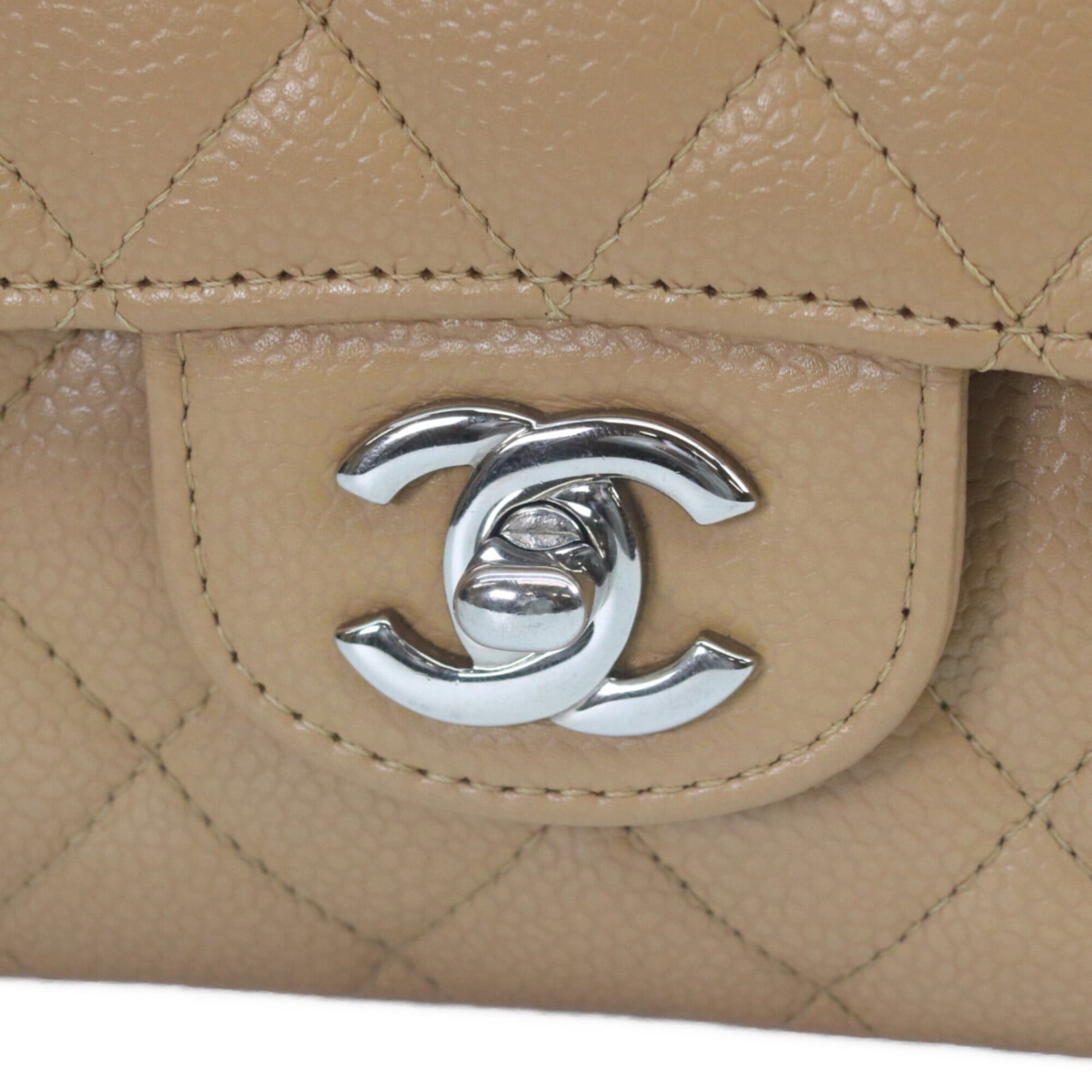 Chanel CHANEL A01112 Beige Caviar Leather Matelassé 25 Shoulder Bag with Silver Hardware (Women's) Size ONE SIZE - 6 Thumbnail