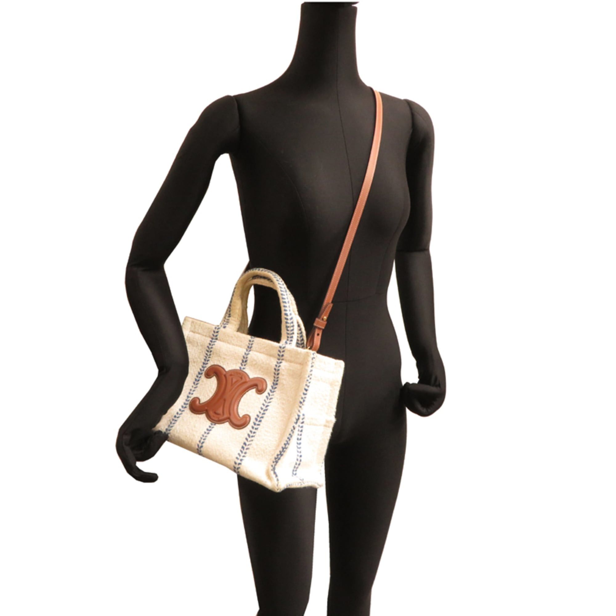 Celine Celine Small Cabas Thais Women's Handbag 199162EYI Cotton White Size ONE SIZE - 9 Thumbnail
