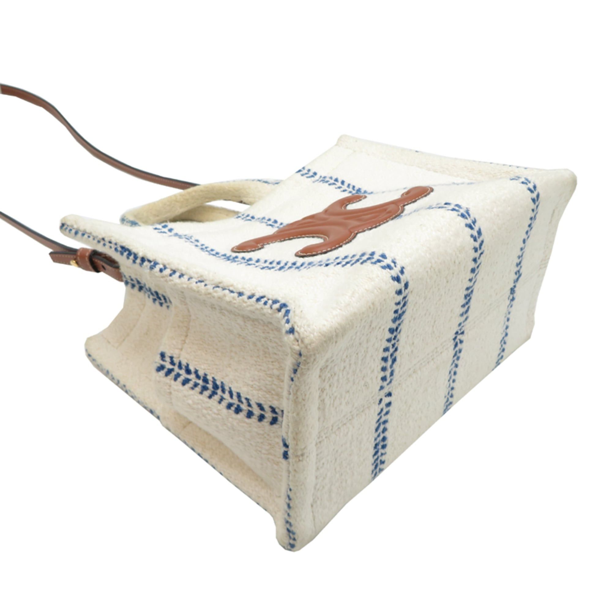Celine Celine Small Cabas Thais Women's Handbag 199162EYI Cotton White Size ONE SIZE - 3 Thumbnail