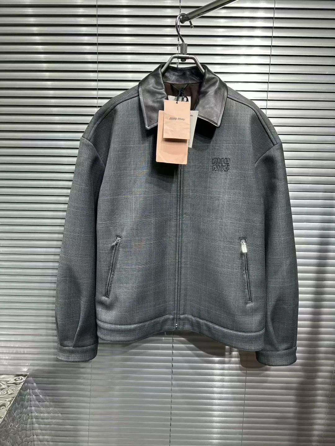 Miu Miu Miu Miu Leather Collar Plaid Zip Jacket Size 36 Size XS / US 0-2 / IT 36-38 - 2 Thumbnail