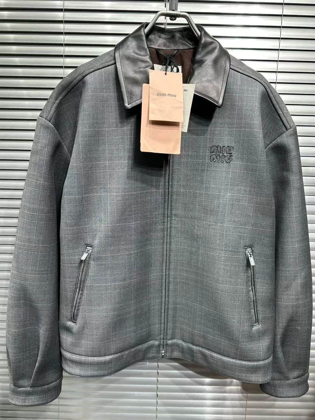 Miu Miu Miu Miu Leather Collar Plaid Zip Jacket Size 36 Size XS / US 0-2 / IT 36-38 - 4 Thumbnail