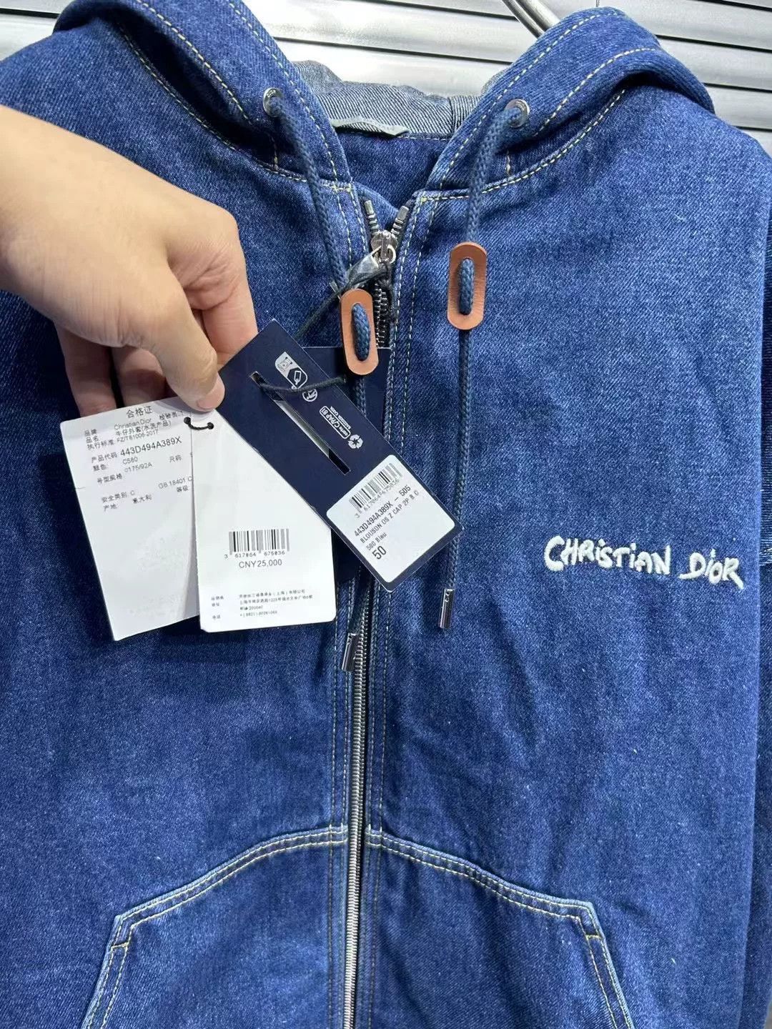 Dior Dior Embroidered Logo Zip Denim Hoodie 50 Size US M / EU 48-50 / 2 - 4 Thumbnail