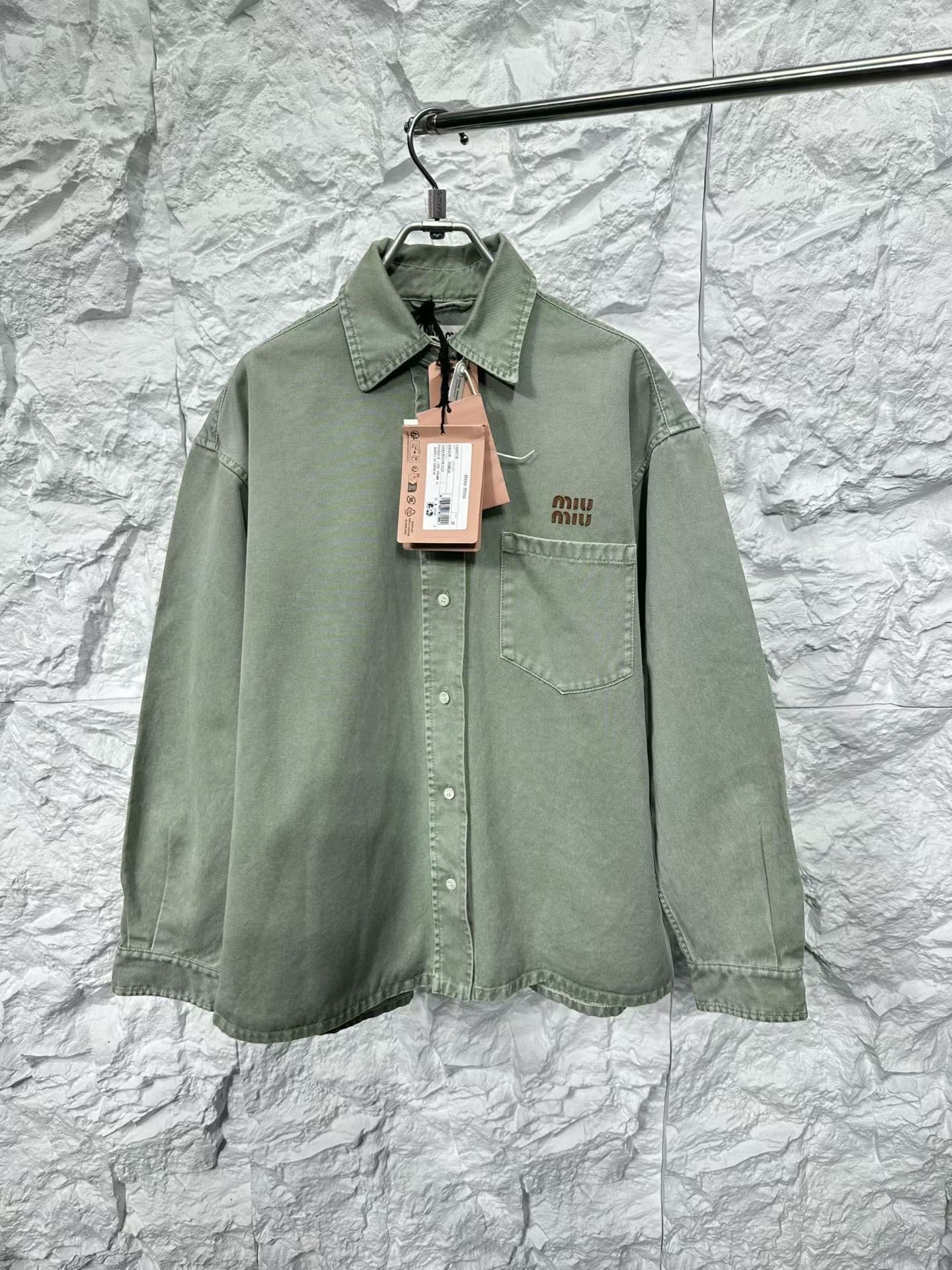 Miu Miu Miu Miu Embroidered Logo Gabardine Shirt Size 36 Size XS / US 0-2 / IT 36-38 - 2 Thumbnail