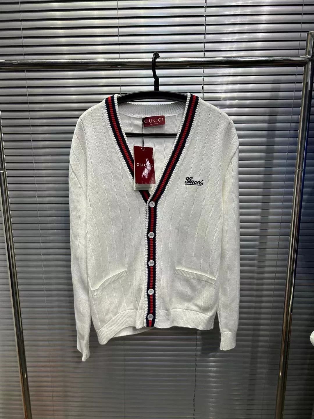 Gucci Gucci Stripe Script Logo Knit Cardigan S Size US S / EU 44-46 / 1 - 2 Thumbnail