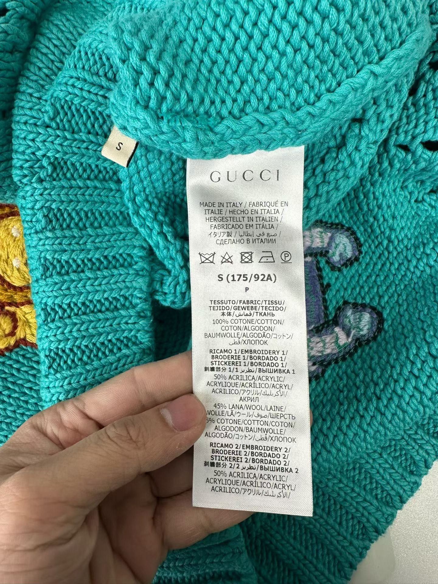 Gucci Gucci Character Embroidered Aqua Knit Sweater S Size US S / EU 44-46 / 1 - 5 Thumbnail