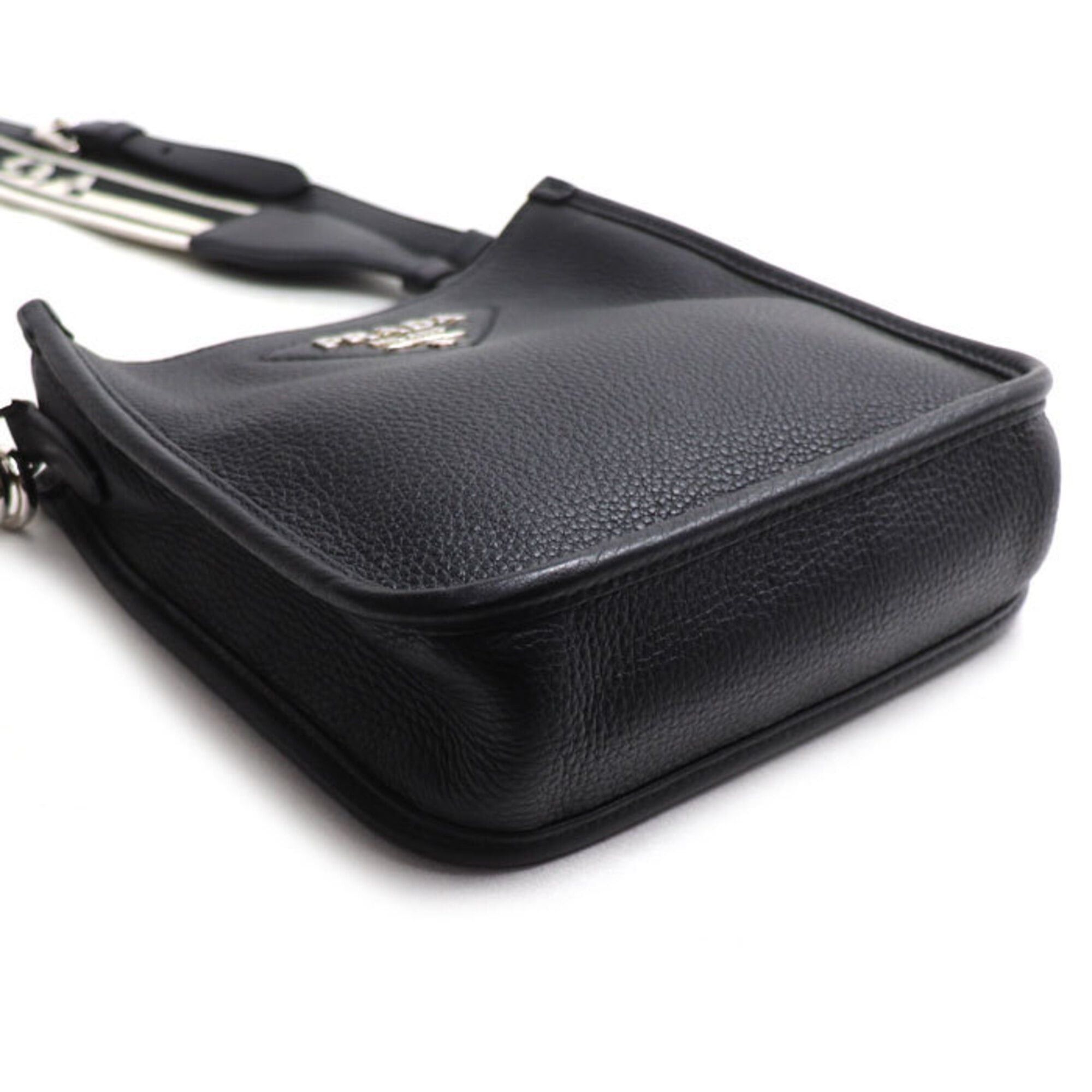 Prada PRADA Vitello Daino Shoulder Bag, Black, 1BH191, Women's Size ONE SIZE - 3 Thumbnail