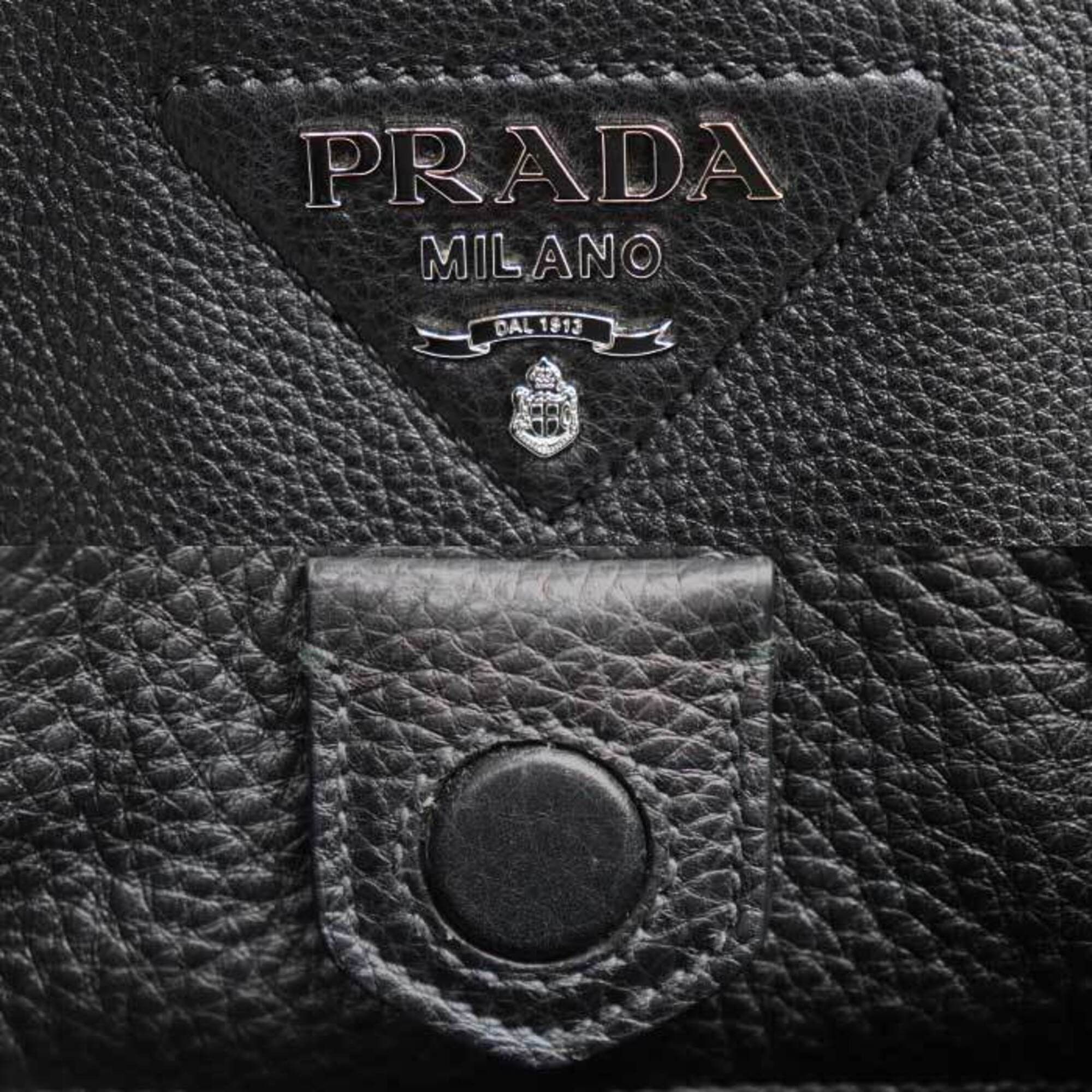 Prada PRADA Vitello Daino Shoulder Bag, Black, 1BH191, Women's Size ONE SIZE - 6 Thumbnail