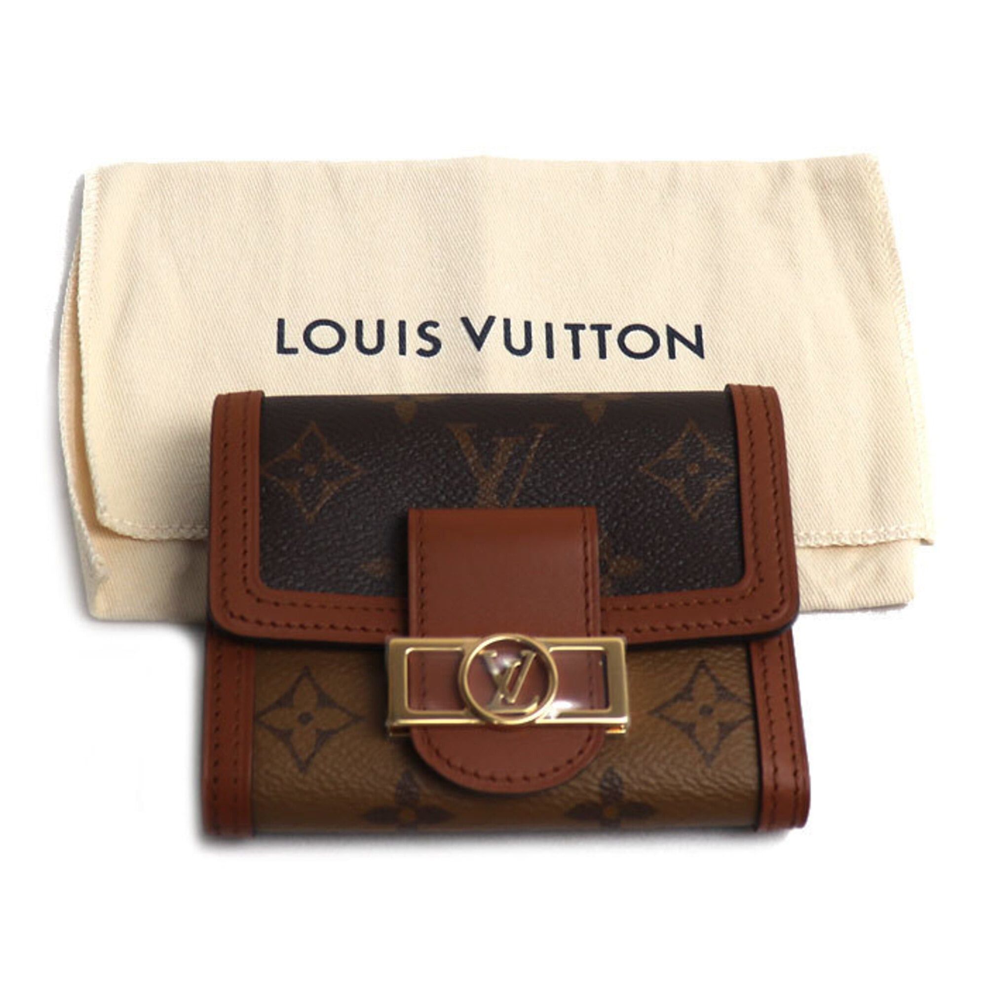 Louis Vuitton Louis Vuitton Portefeuille Dauphine Compact Tri-fold Wallet Monogram Reverse Brown M68725 IC Women's Size ONE SIZE - 7 Thumbnail