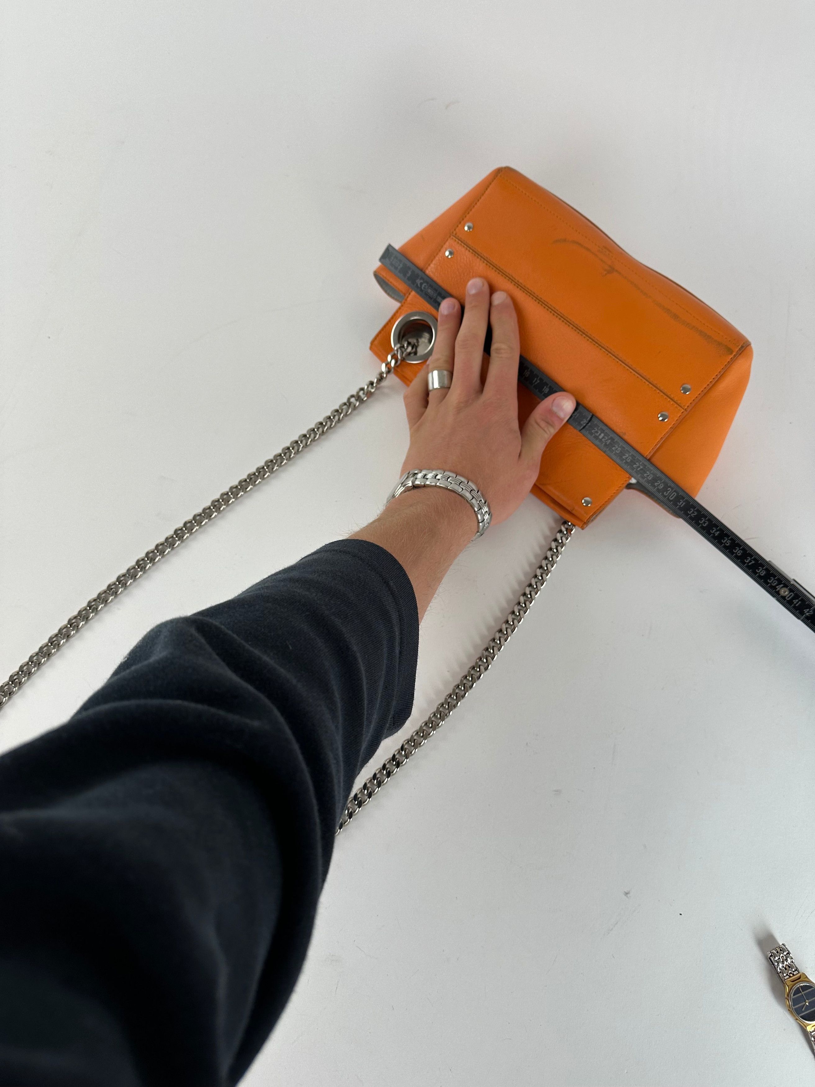 Jil Sander Vintage Orange Leather Chain Shoulder Bag Size ONE SIZE - 9 Thumbnail