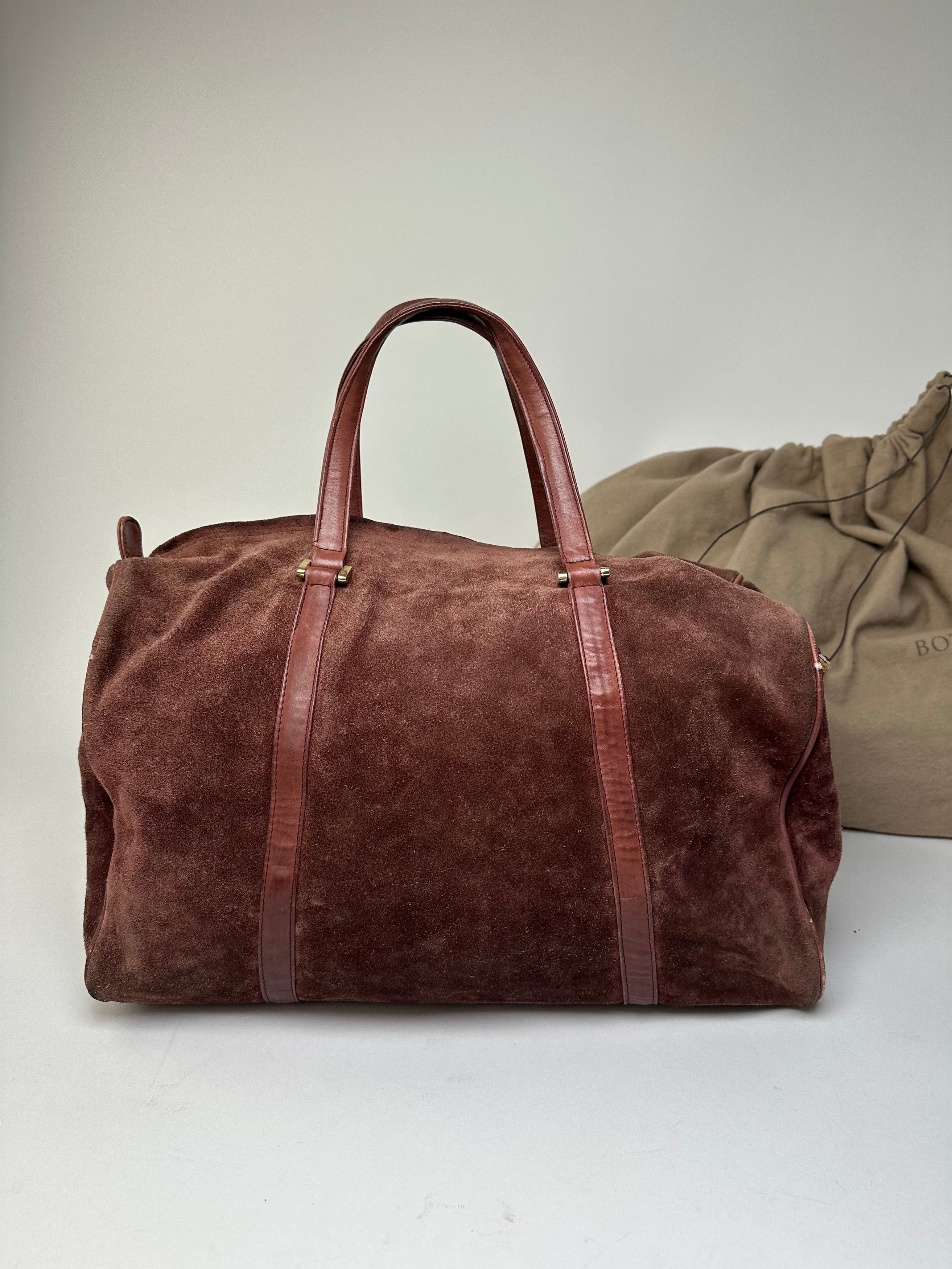 Bottega Veneta Vintage Suede Weekender Duffle Bag Burgundy Size ONE SIZE - 8 Thumbnail
