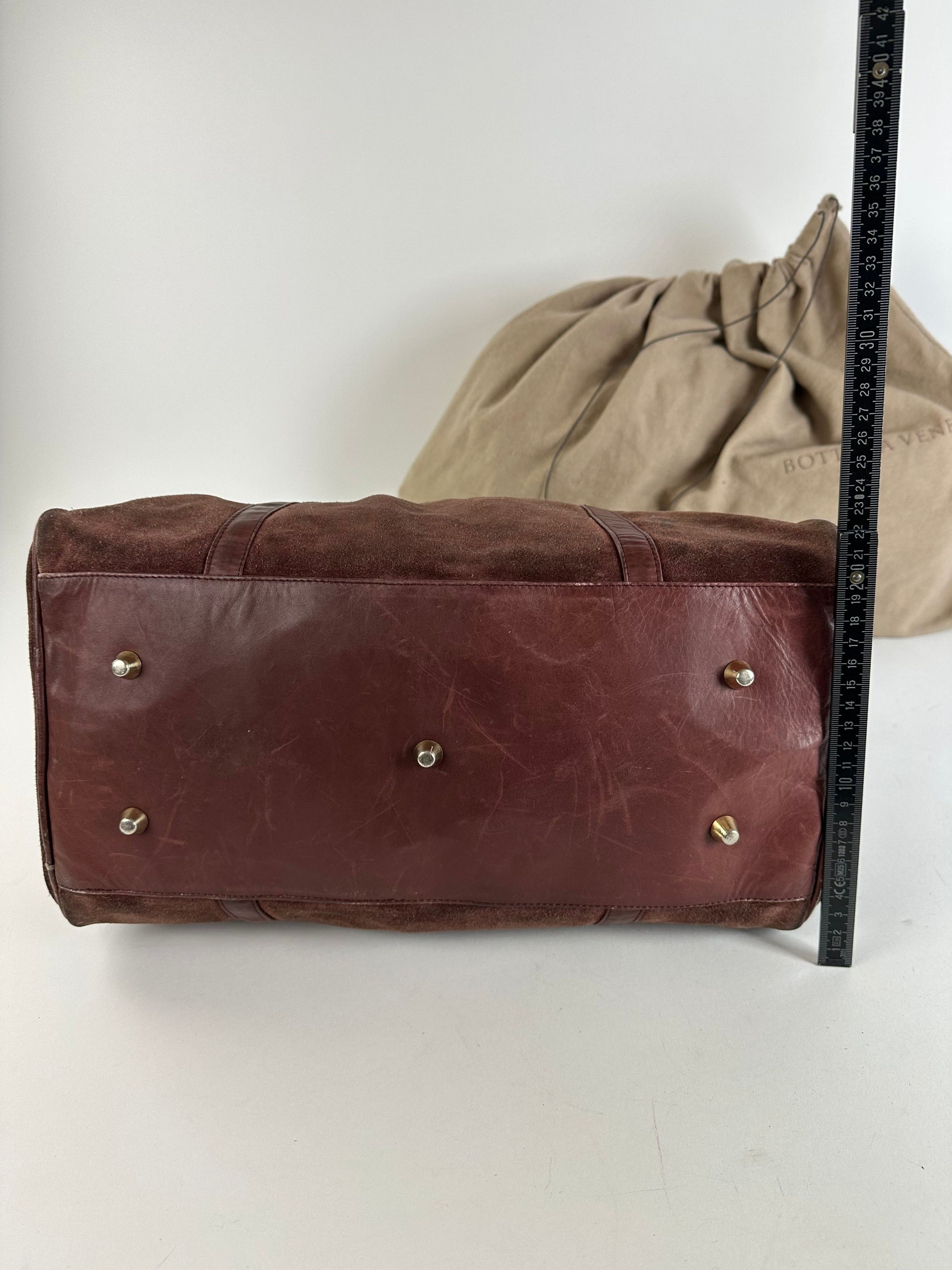 Bottega Veneta Vintage Suede Weekender Duffle Bag Burgundy Size ONE SIZE - 11 Thumbnail