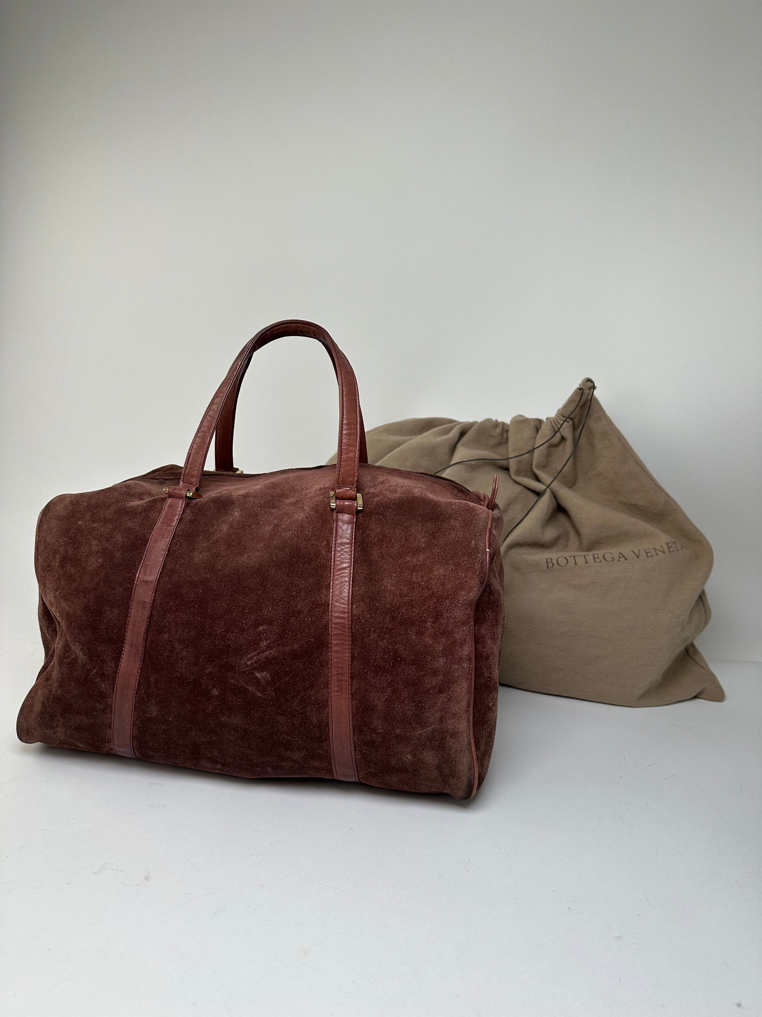Bottega Veneta Vintage Suede Weekender Duffle Bag Burgundy Size ONE SIZE - 2 Thumbnail