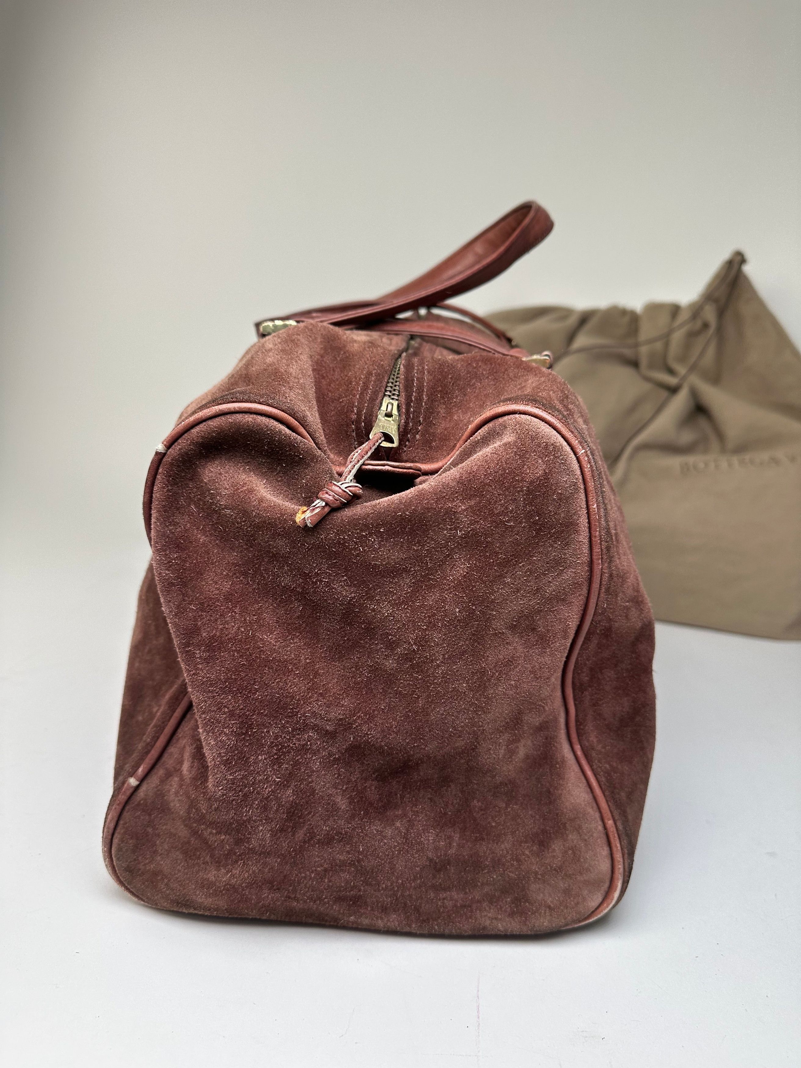 Bottega Veneta Vintage Suede Weekender Duffle Bag Burgundy Size ONE SIZE - 7 Thumbnail