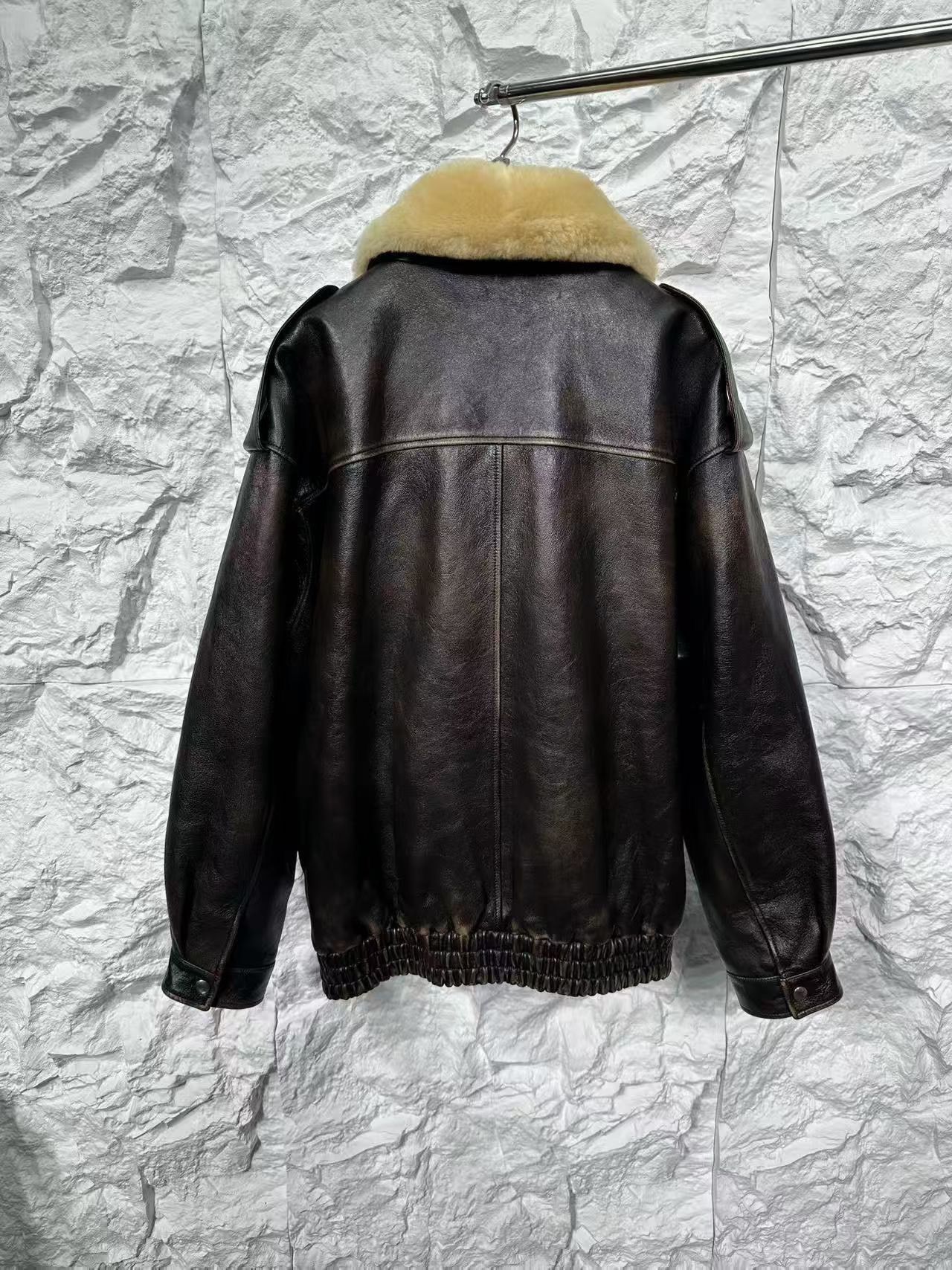 Miu Miu Miu Miu Distressed Leather Shearling Aviator Jacket 40 Size S / US 4 / IT 40 - 3 Thumbnail