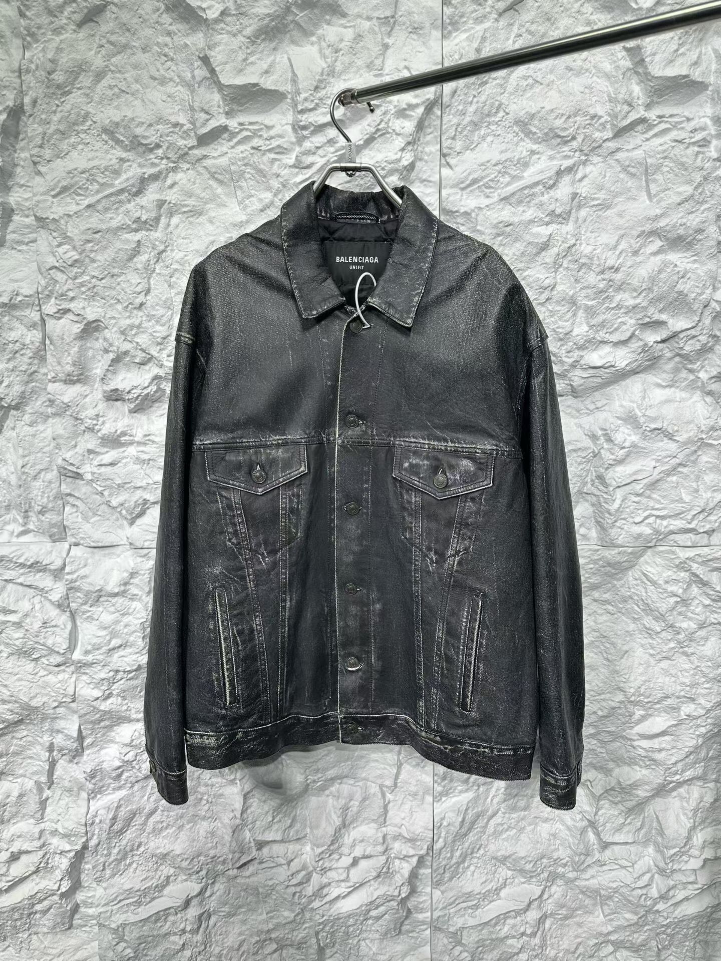 Balenciaga Balenciaga Faux Washed Leather Denim Jacket Size S Size US S / EU 44-46 / 1 - 2 Thumbnail
