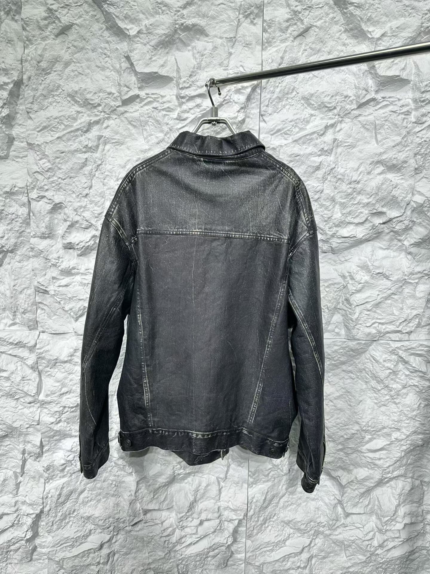 Balenciaga Balenciaga Faux Washed Leather Denim Jacket Size S Size US S / EU 44-46 / 1 - 5 Thumbnail