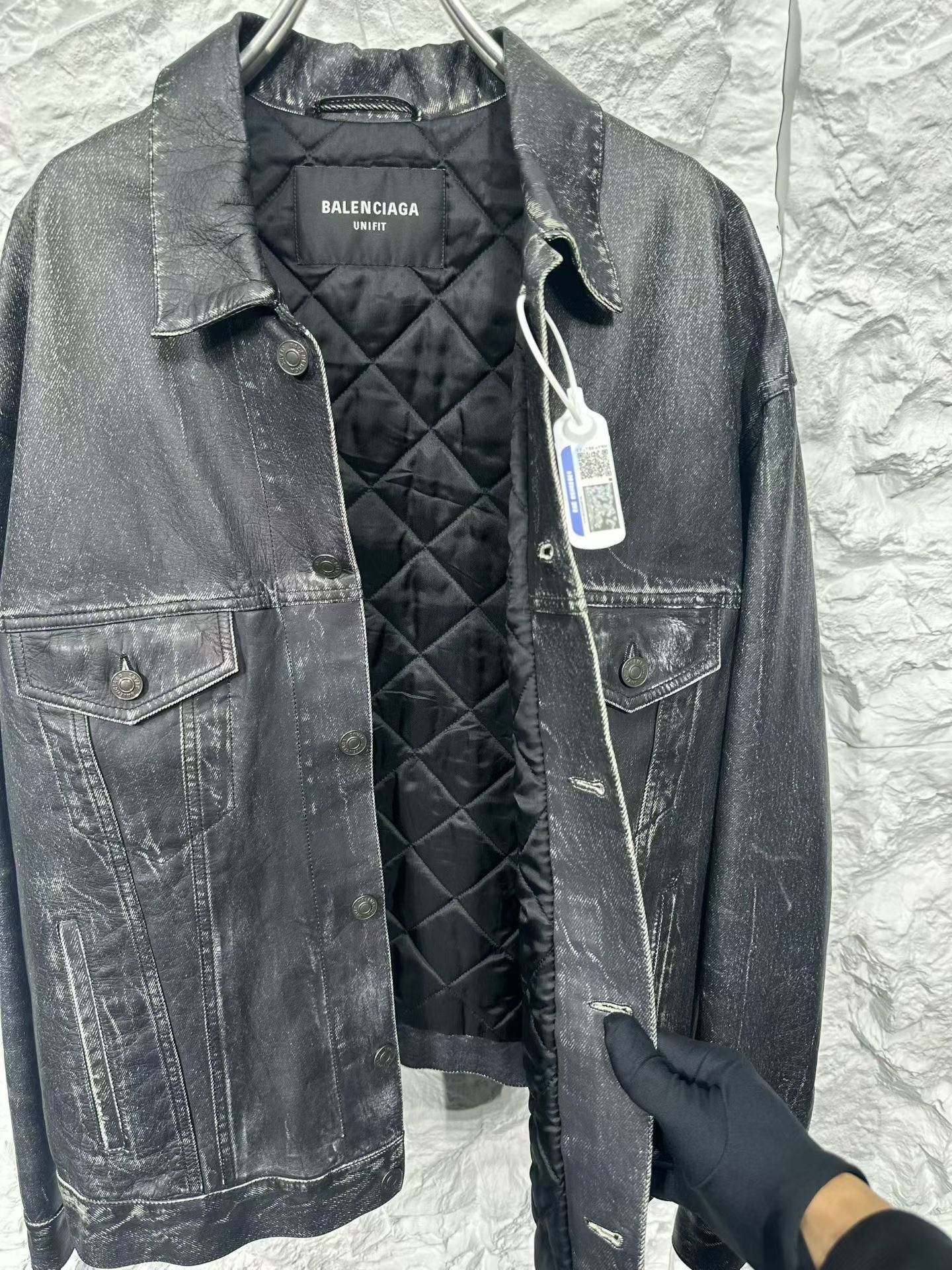 Balenciaga Balenciaga Faux Washed Leather Denim Jacket Size S Size US S / EU 44-46 / 1 - 4 Thumbnail