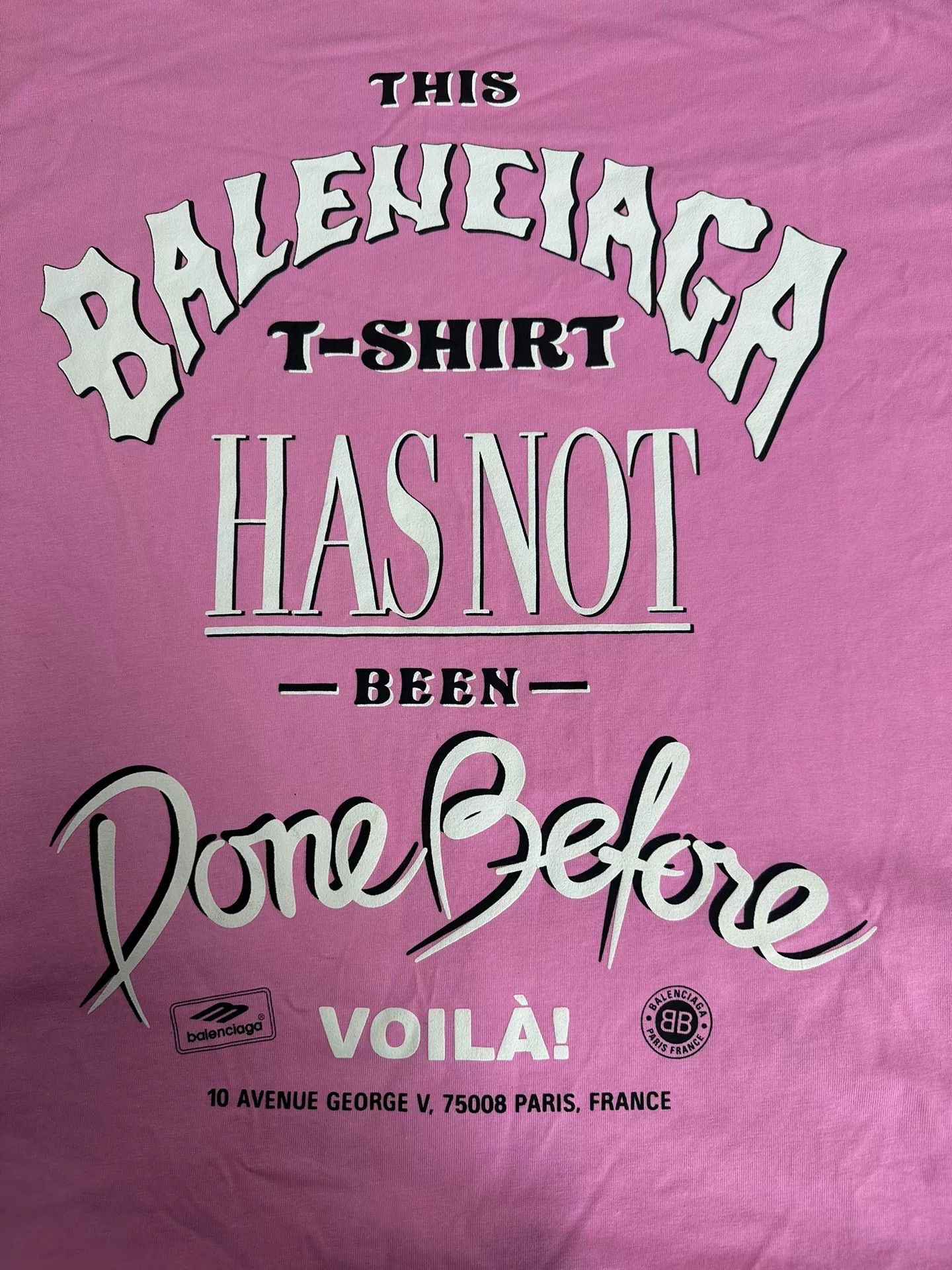 Balenciaga Balenciaga Pink Voila Graphic T-Shirt Size 4 Size US XL / EU 56 / 4 - 4 Thumbnail