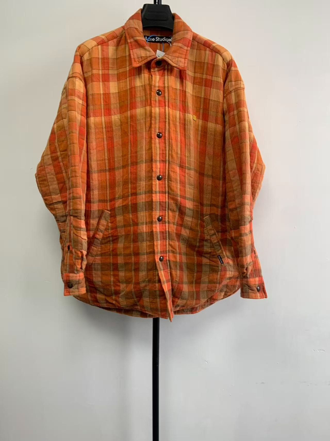 Acne Studios Acne Studios Orange Plaid Padded Shirt Jacket XS Size US XS / EU 42 / 0 - 2 Thumbnail