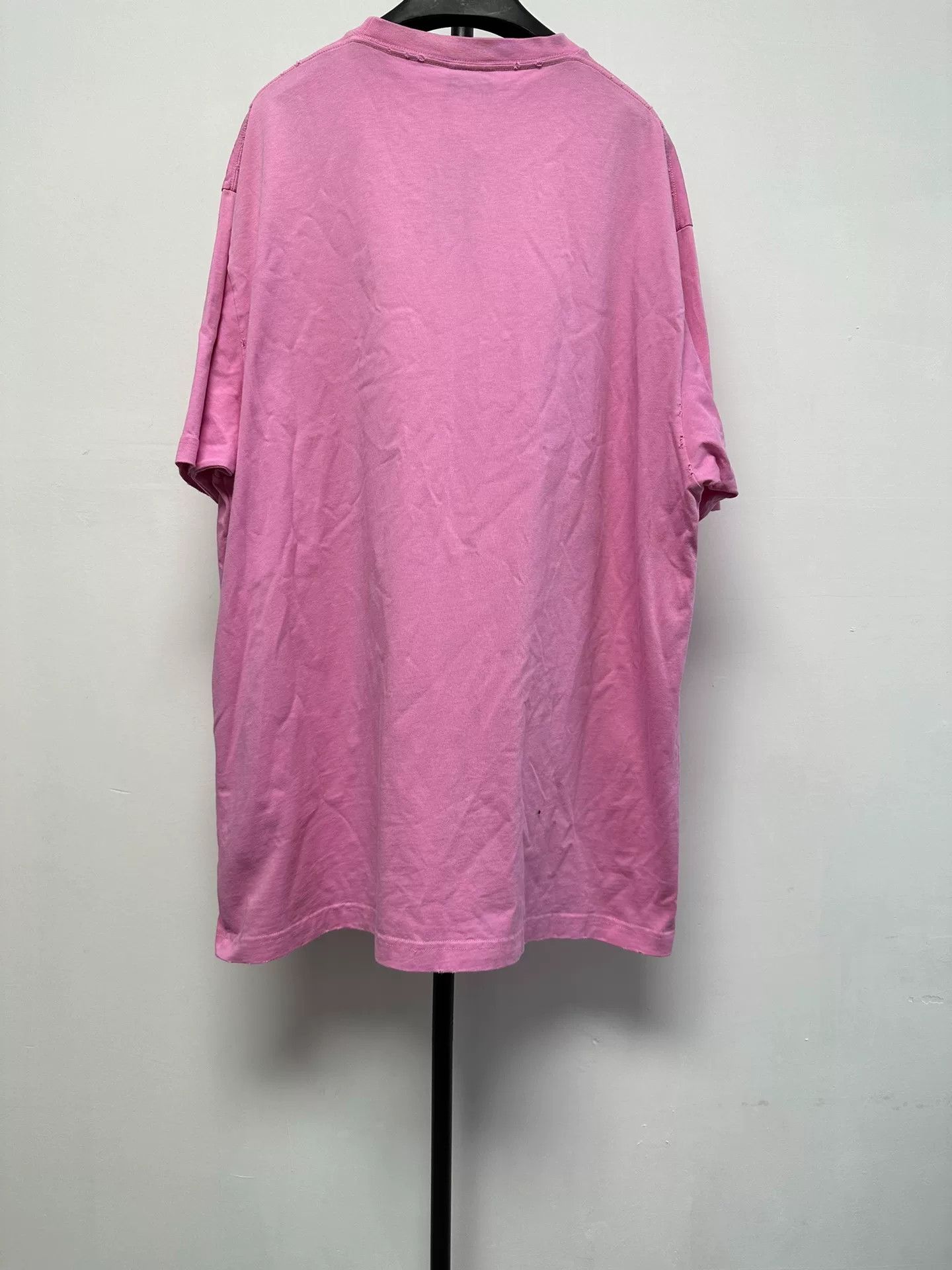 Balenciaga Balenciaga Pink Logo Distressed T-Shirt XS Size US XS / EU 42 / 0 - 3 Thumbnail