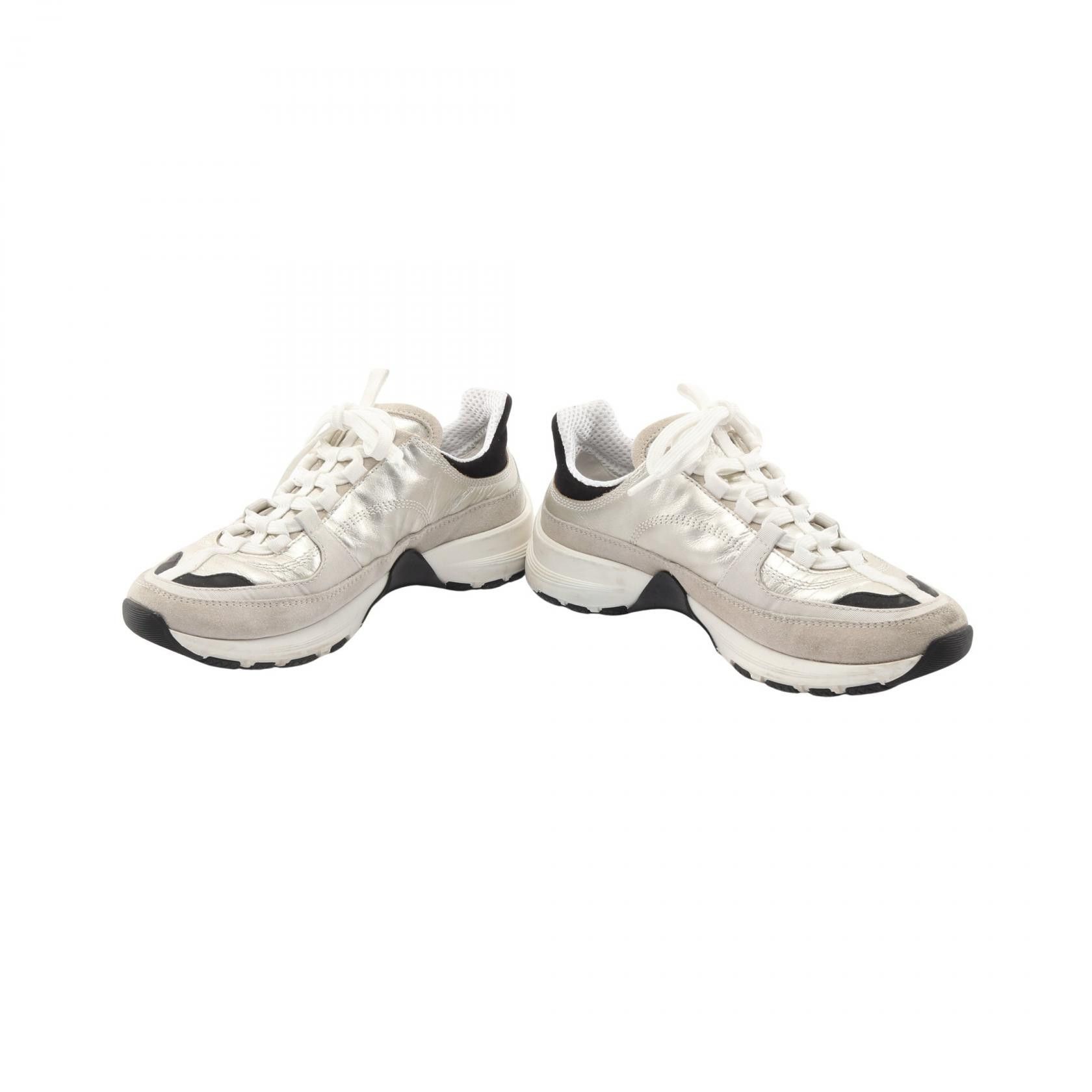 Chanel Chanel Chanel Coco Mark Leather Fabric Sneakers Leather Shoes G46609 DUTY FREE for USA Size ONE SIZE - 3 Thumbnail
