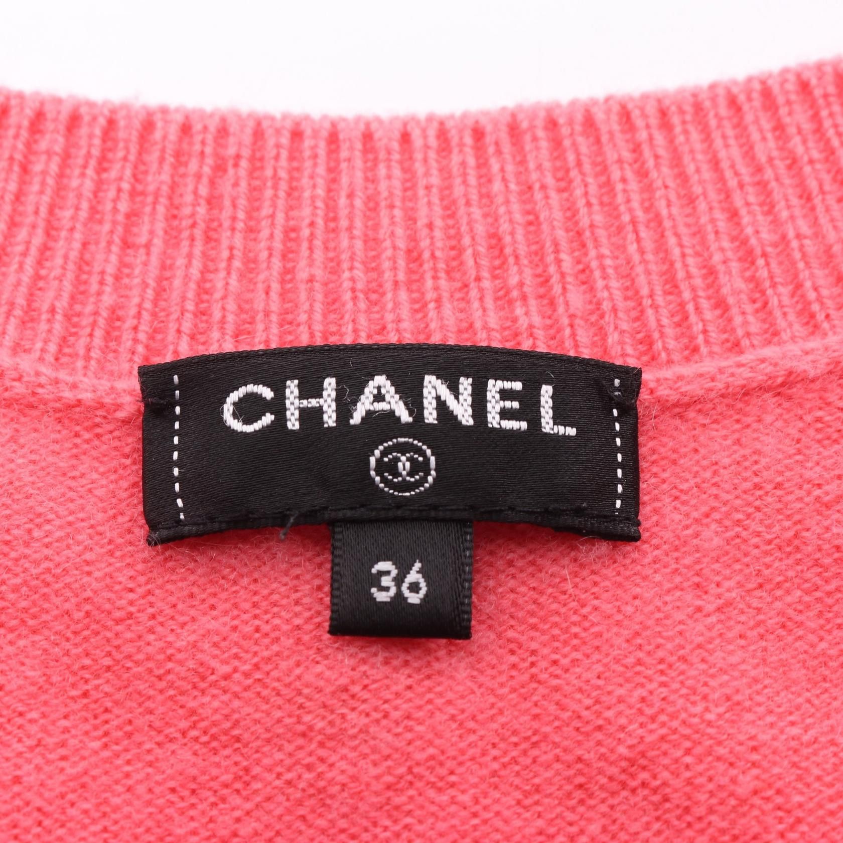 Chanel Chanel CHANEL Logo Button Cashmere Cardigan Textile Tops DUTY FREE for USA Size ONE SIZE - 3 Thumbnail