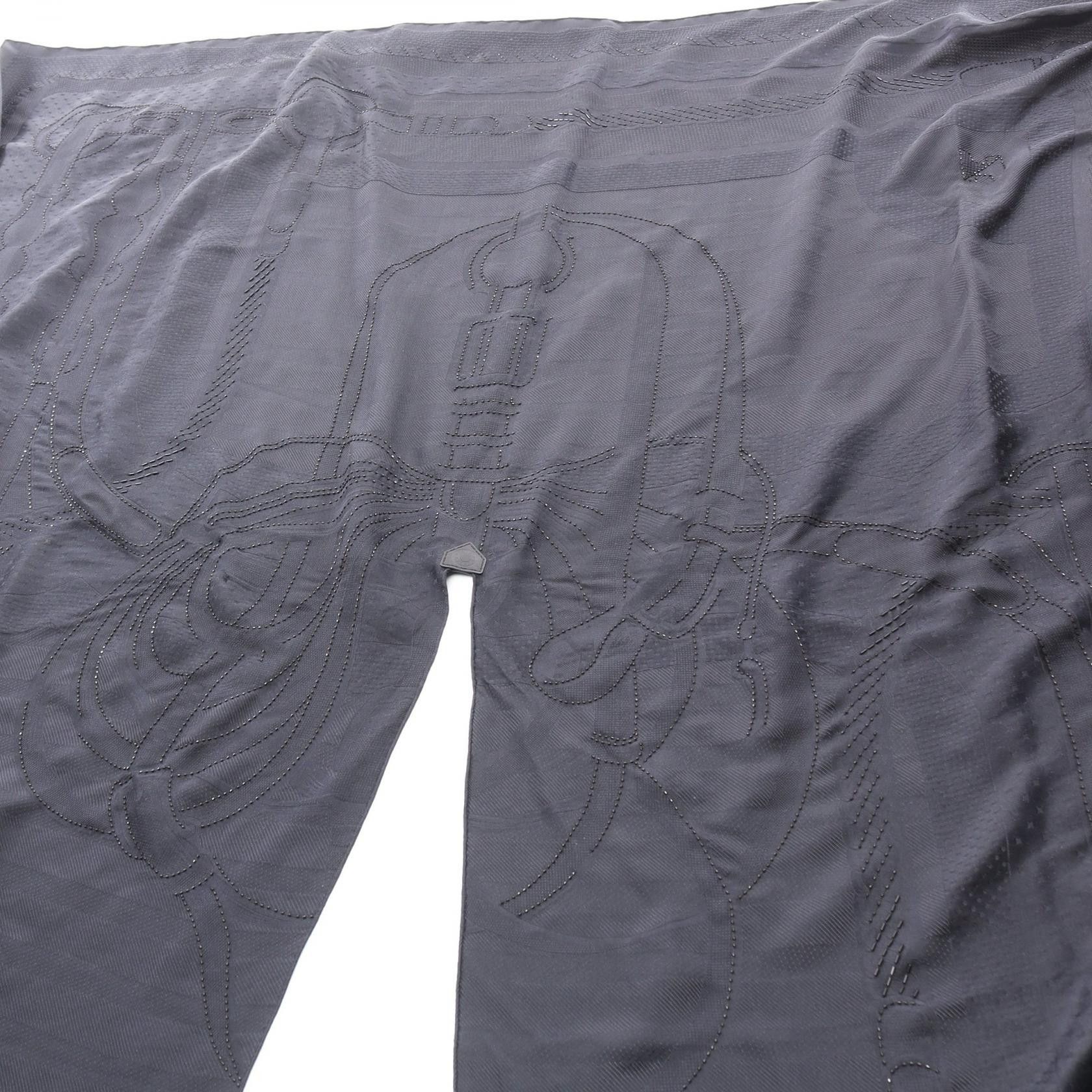 Hermes Hermes Hermes Coaching Perles Bleu Noir Silk Stole Textile Shawl DUTY FREE for USA Size ONE SIZE - 5 Thumbnail