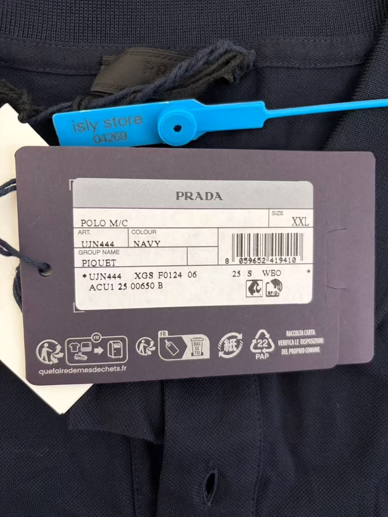Prada Prada Navy Logo Pique Polo Shirt XXL Size US XXL / EU 58 / 5 - 6 Thumbnail