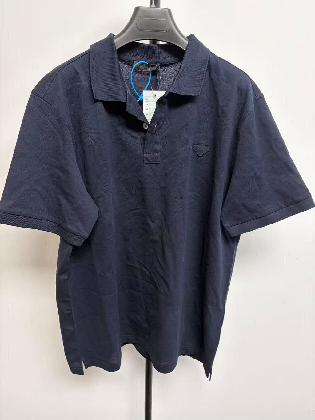 Prada Prada Navy Logo Pique Polo Shirt XXL Size US XXL / EU 58 / 5 - 2 Thumbnail