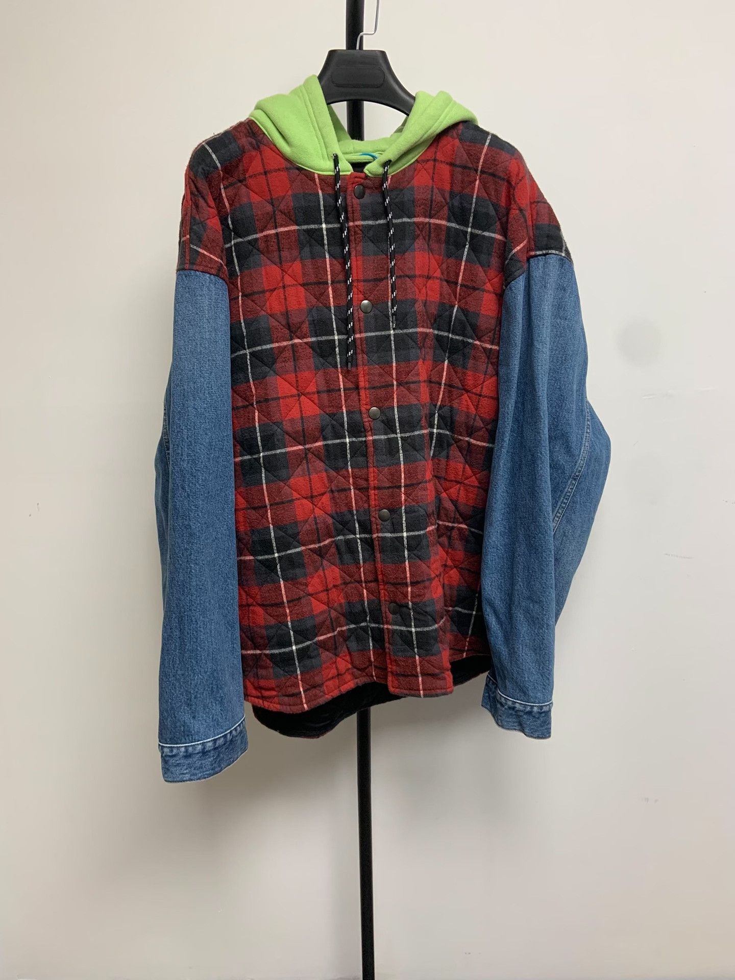 Balenciaga Balenciaga Quilted Plaid Denim Sleeve Jacket Size 48 Size US M / EU 48-50 / 2 - 2 Thumbnail