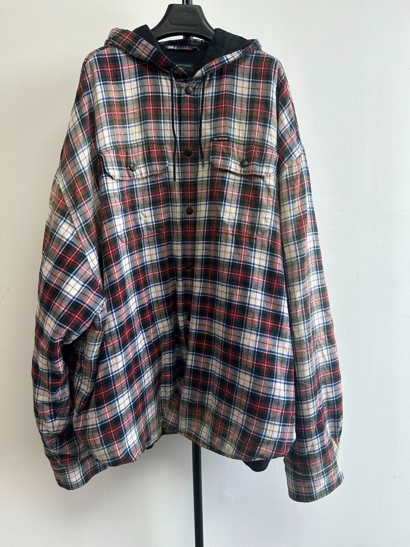 Balenciaga Balenciaga Plaid Hooded Padded Shirt Jacket US L Size US L / EU 52-54 / 3 - 2 Thumbnail