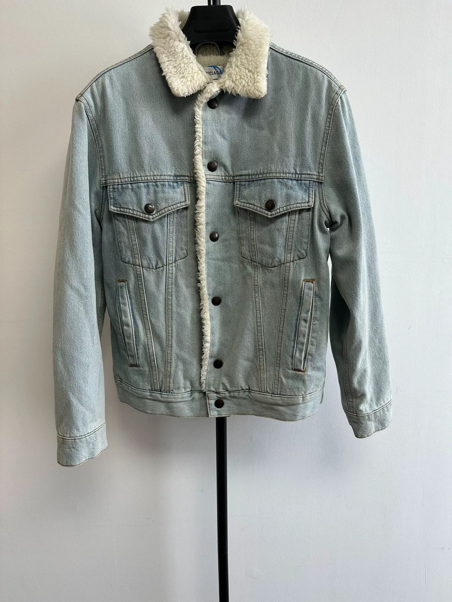 Balenciaga Balenciaga Fleece Collar Denim Jacket 34 Size XS / US 0-2 / IT 36-38 - 2 Thumbnail