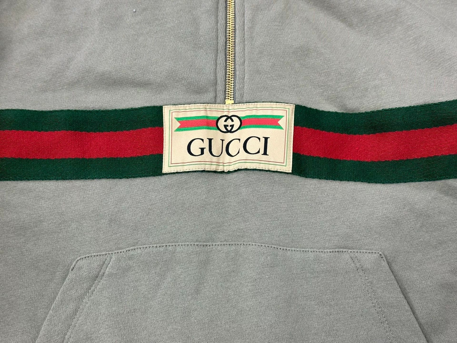 Gucci Gucci Web Stripe Half-Zip Hoodie Size M Size US M / EU 48-50 / 2 - 4 Thumbnail