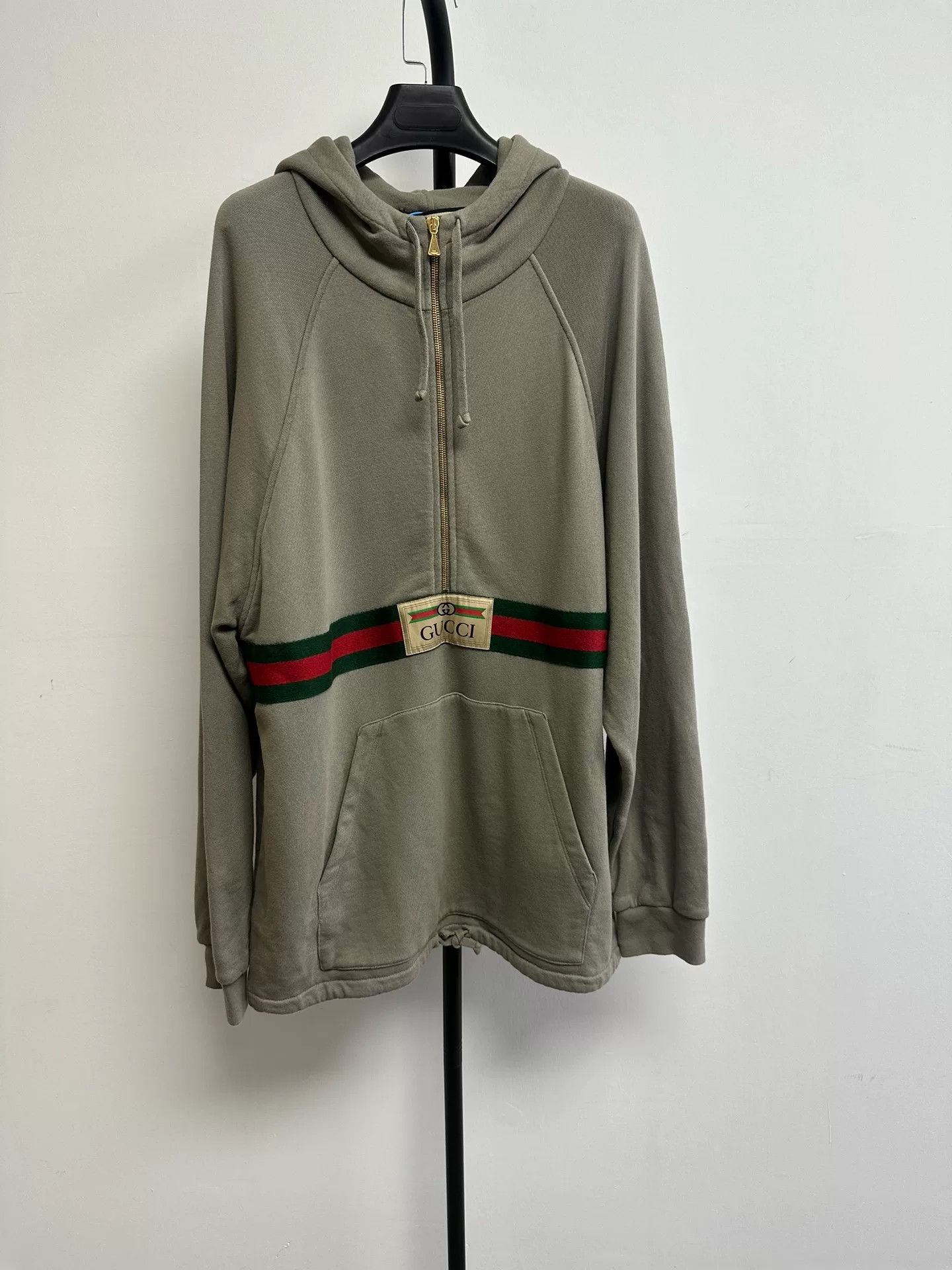 Gucci Gucci Web Stripe Half-Zip Hoodie Size M Size US M / EU 48-50 / 2 - 2 Thumbnail