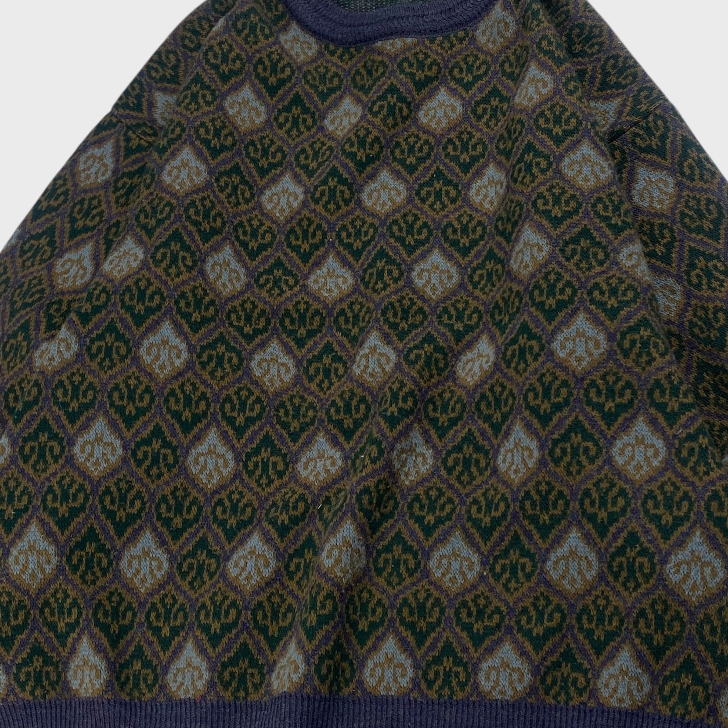 Vintage unknown All-Over Print Knit Sweater Size L Size US L / EU 52-54 / 3 - 5 Thumbnail