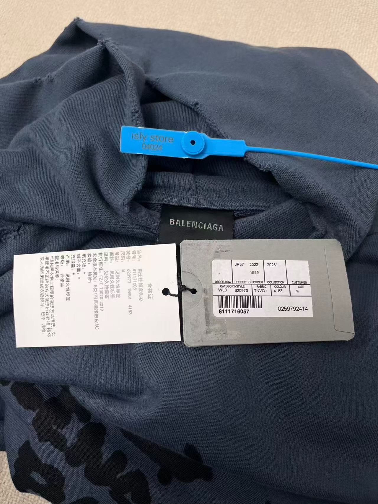 Balenciaga Balenciaga BB Logo Printed Hoodie Blue Size M Size US M / EU 48-50 / 2 - 6 Thumbnail
